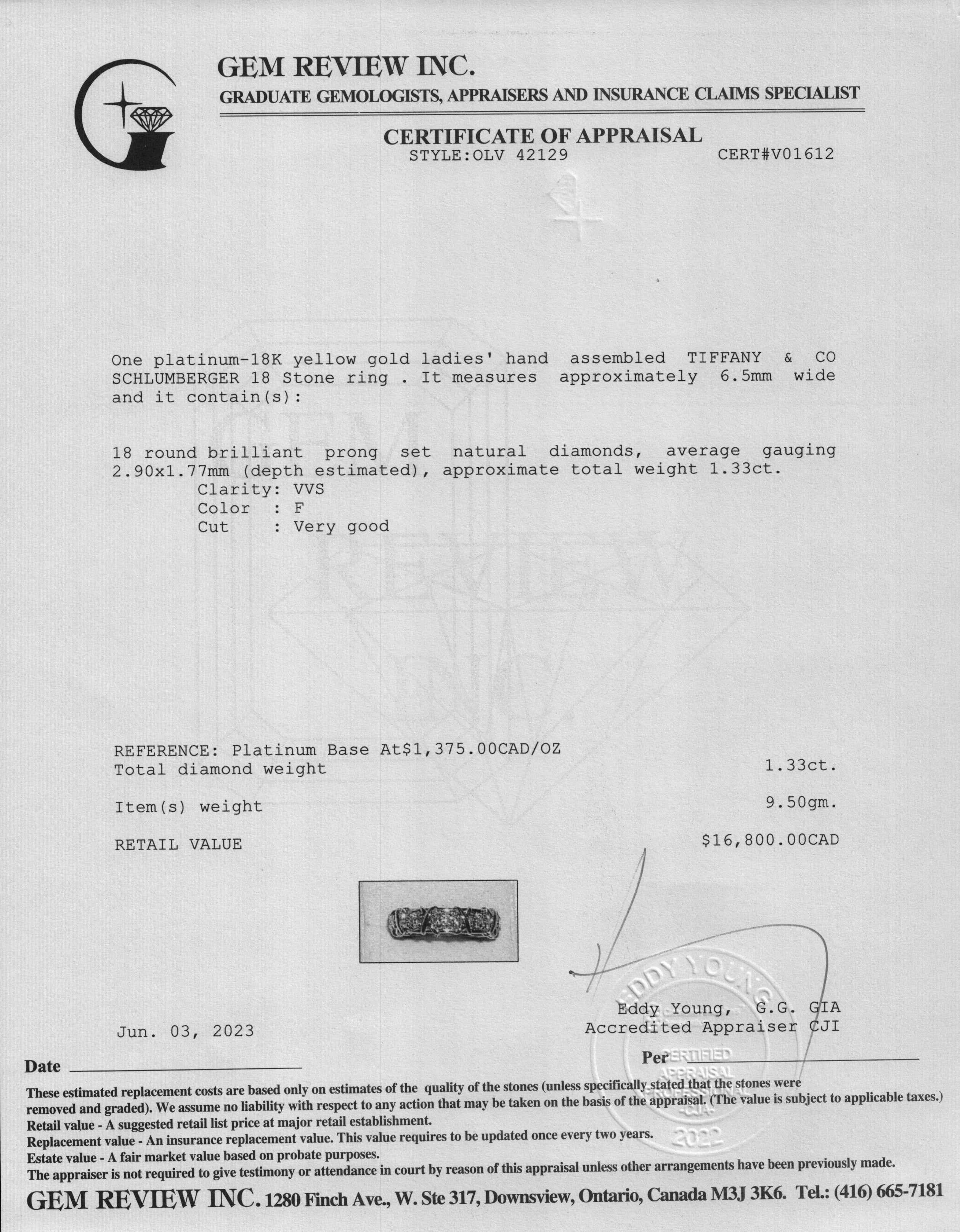 Tiffany & Co. Two-Tone Schlumberger Eighteen Stone Ring