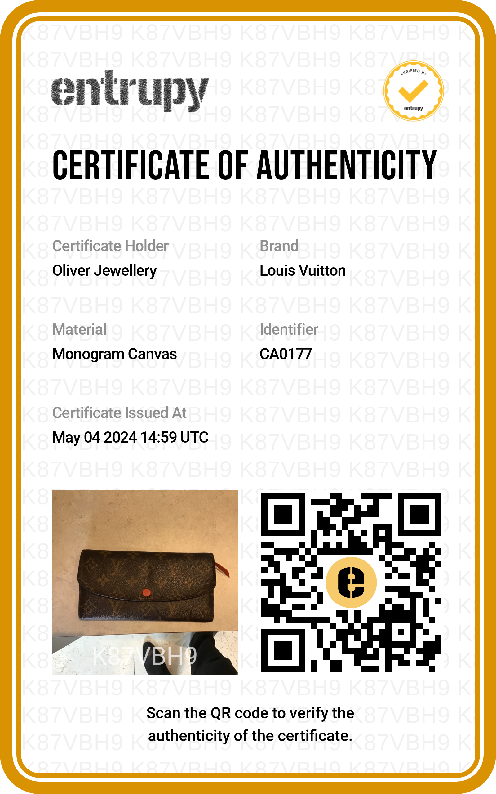 Louis Vuitton Monogram Emilie Wallet w/ Box & Receipt