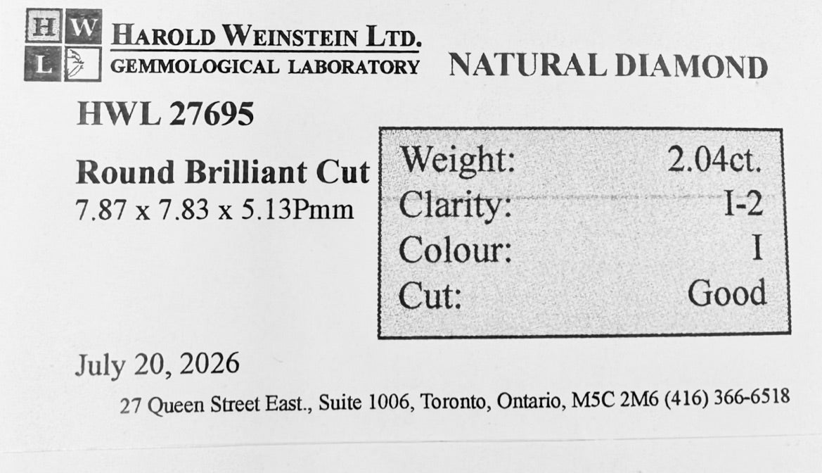 Natural 2.04 ct. Round Cut Loose Diamond