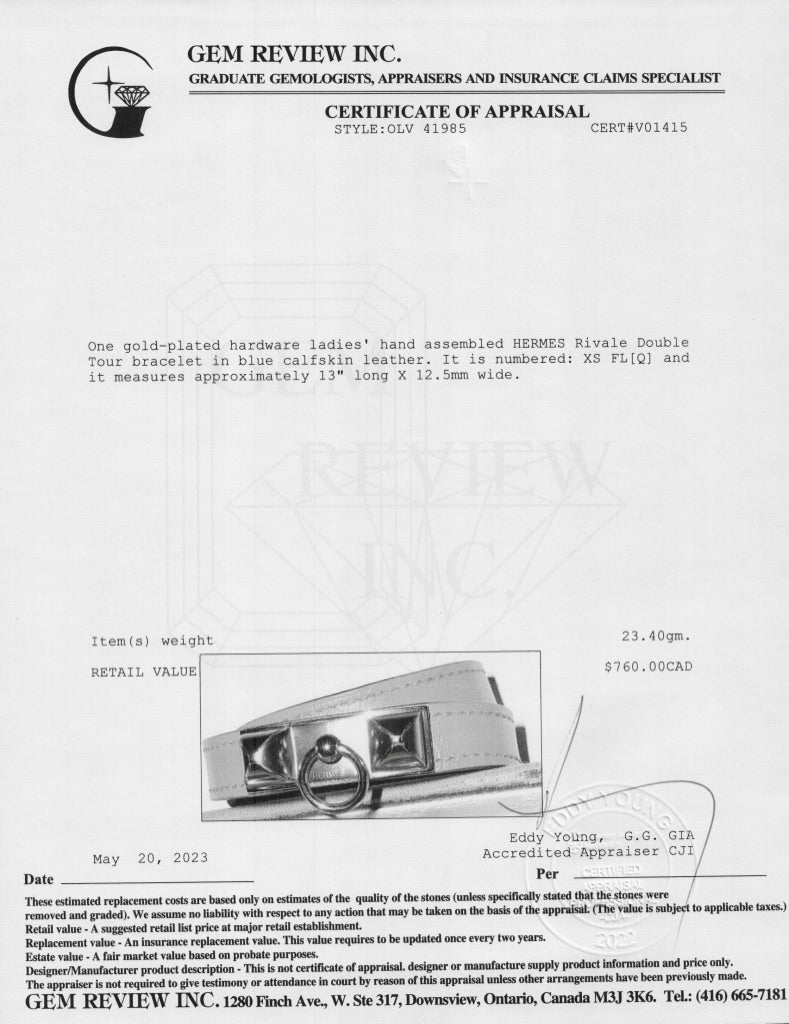 Hermes Rivale Double Tour Bracelet w/ Box