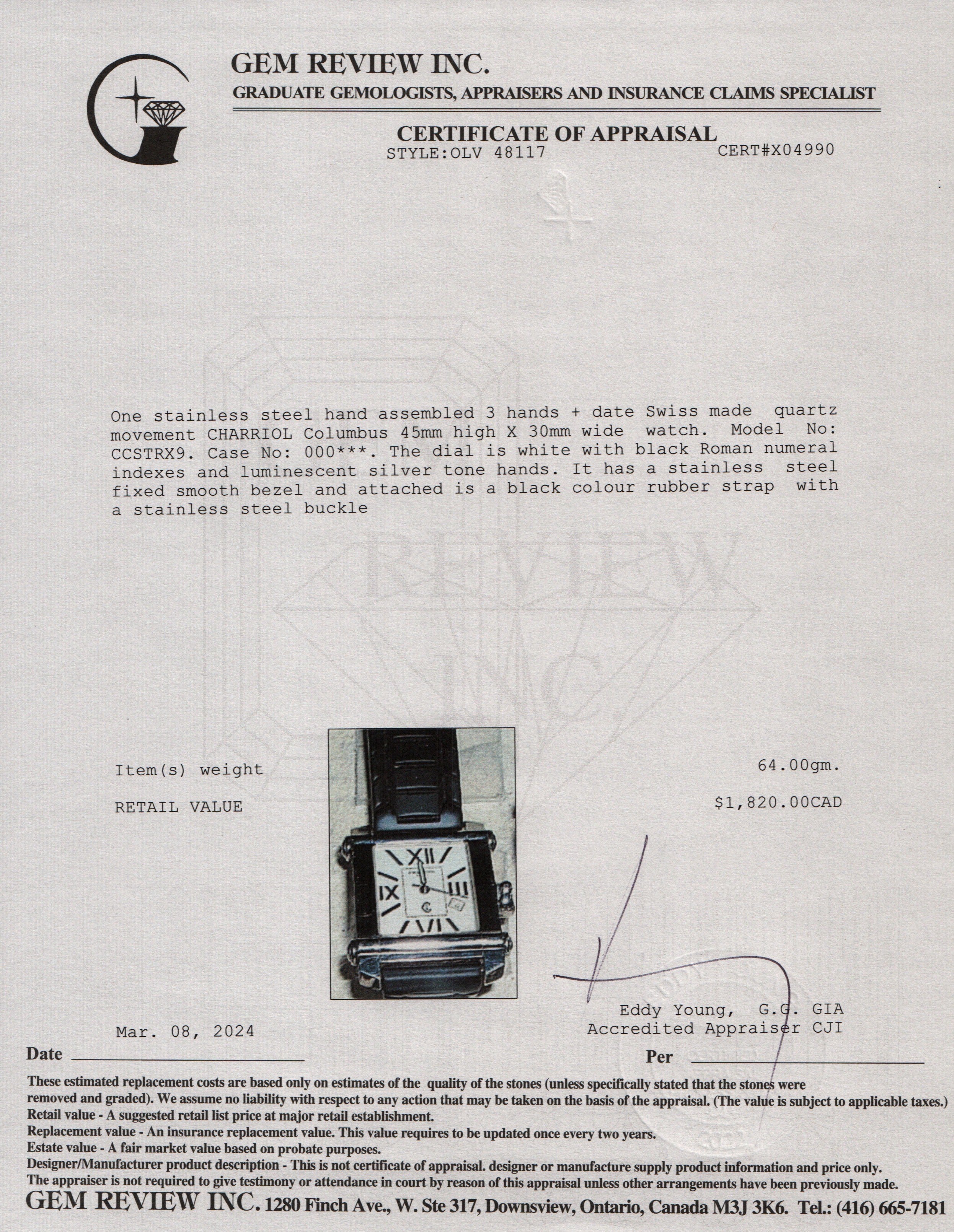 Charriol Stainless Steel Columbus Watch