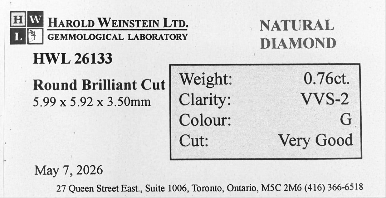 Natural 0.76 ct. Round Cut Loose Diamond