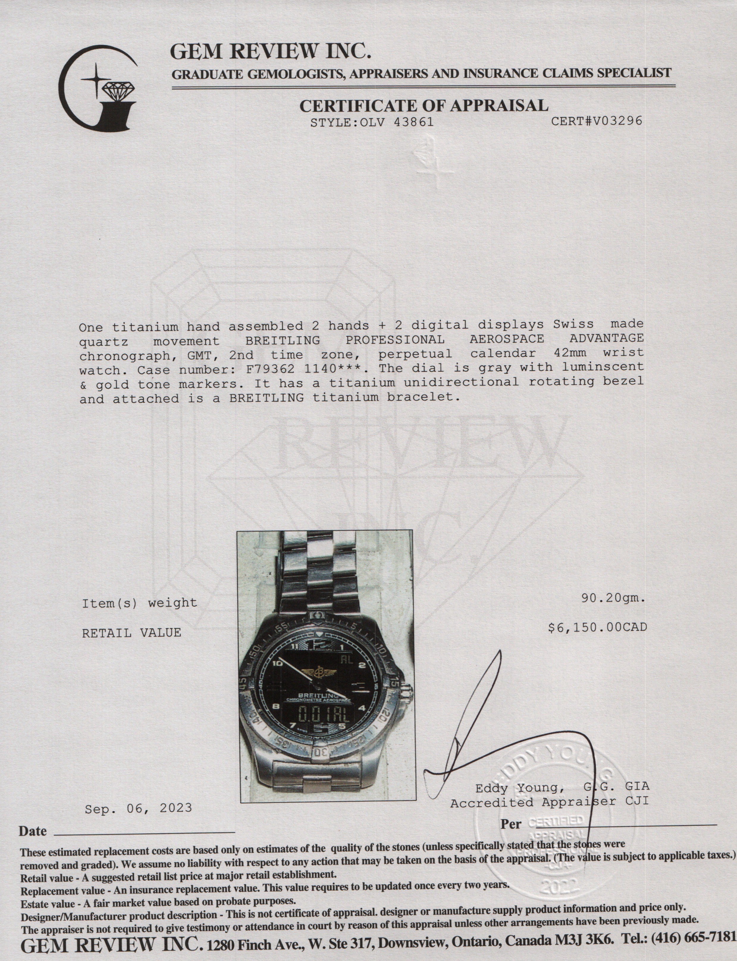 Breitling Titanium Professional Aerospace Advantage 42 MM Watch