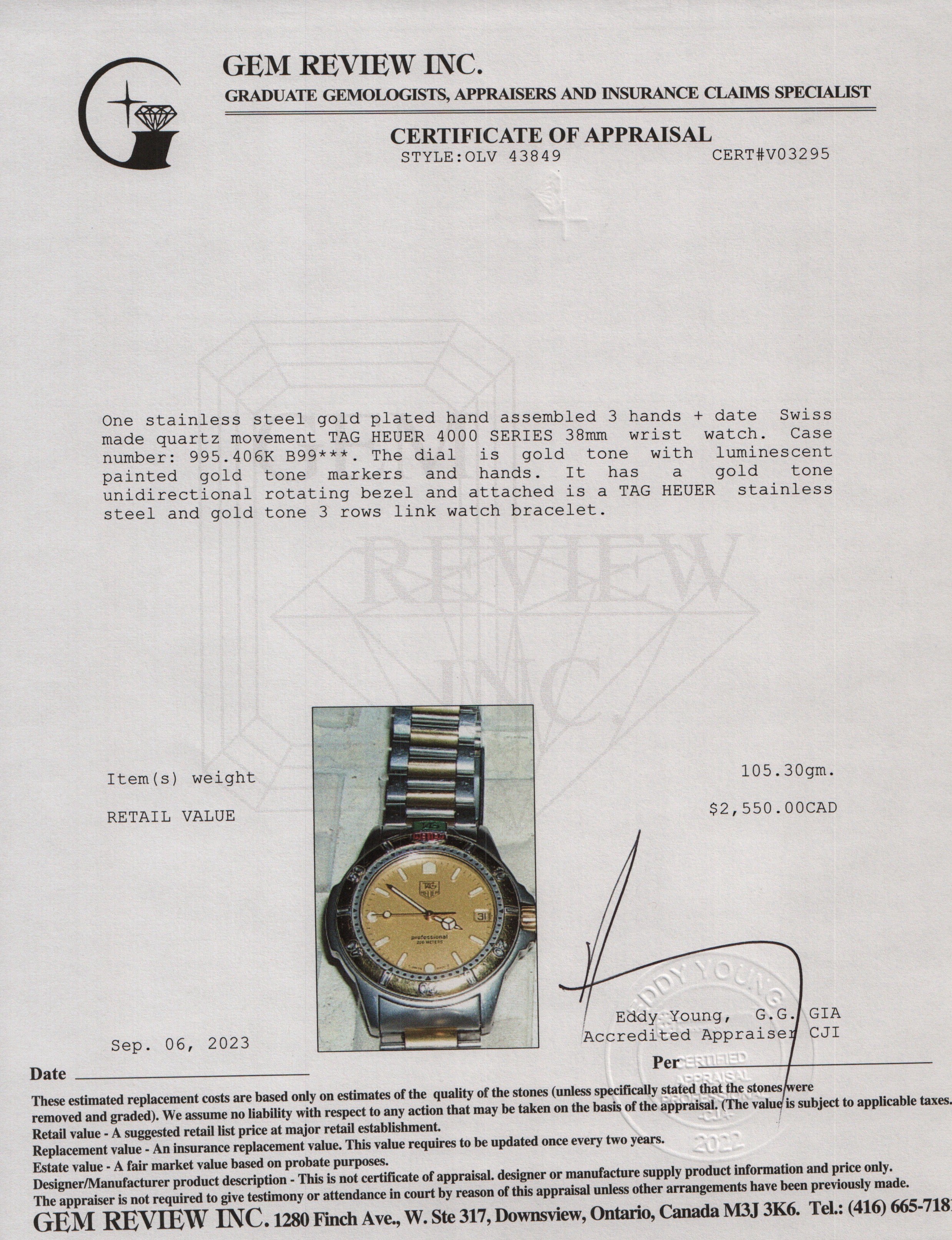 Tag Heuer Two-Tone 4000 Series Professional Watch w/ Box