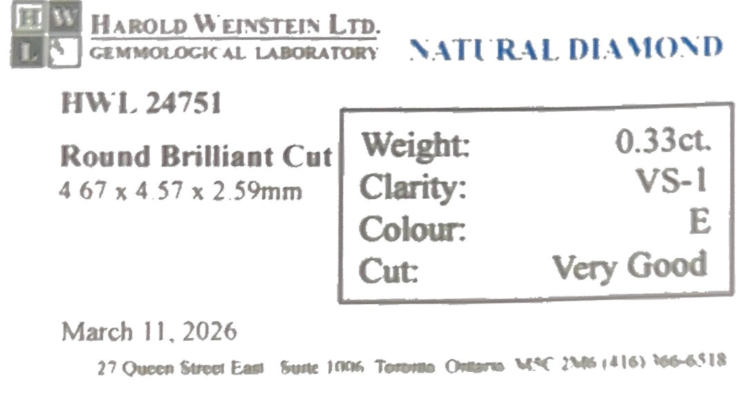 Natural 0.33 ct. Round Cut Loose Diamond