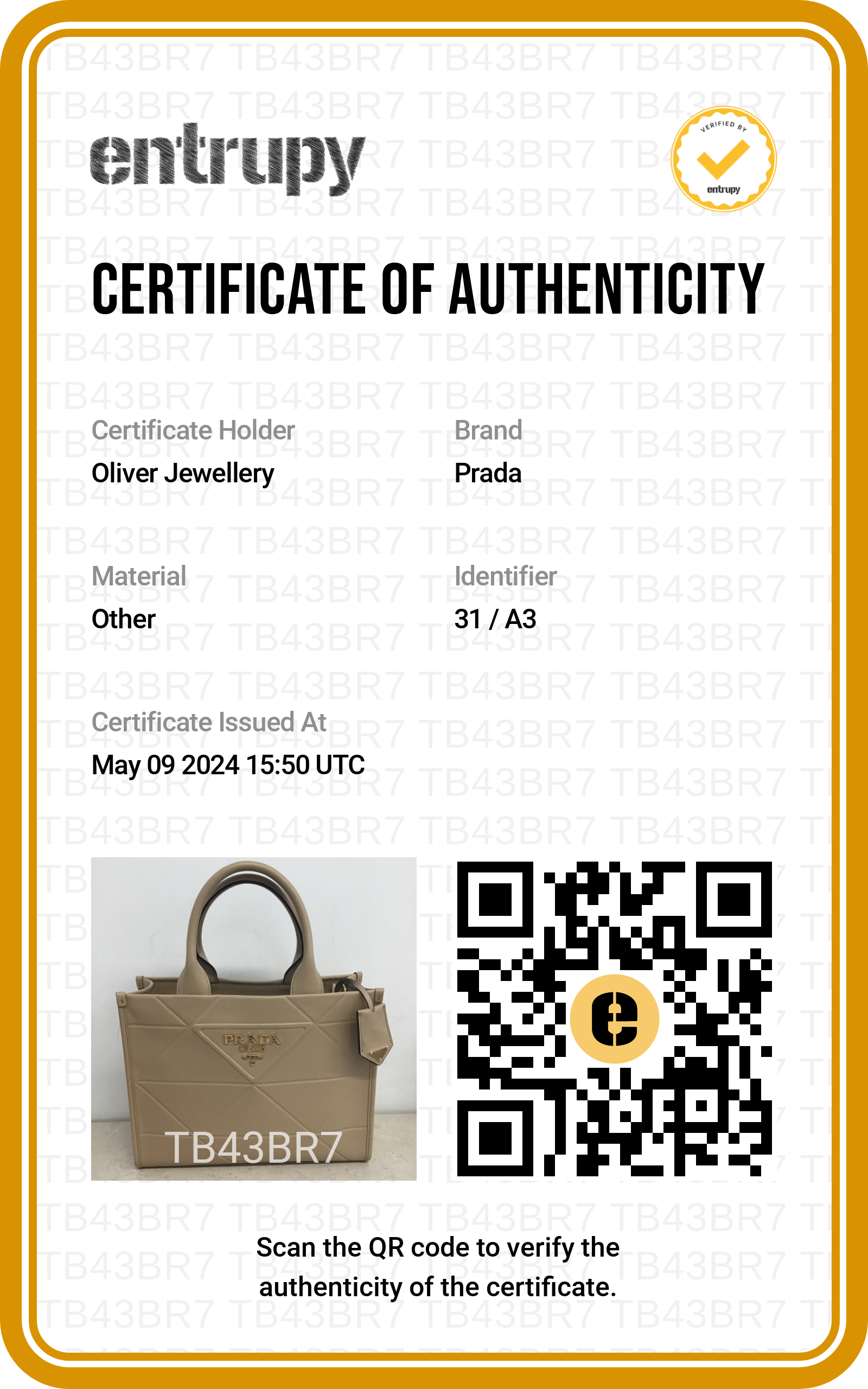 Prada Beige Leather Small Symbole Tote Bag w/ Strap & Box