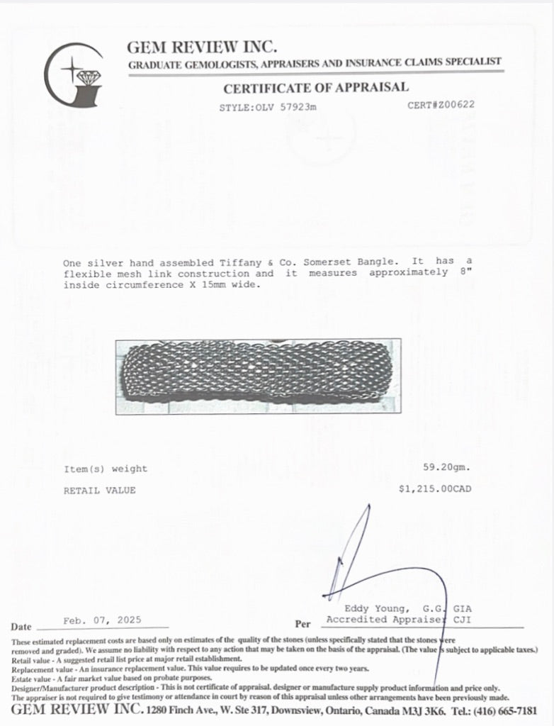 Tiffany & Co. Sterling Silver Somerset Bangle