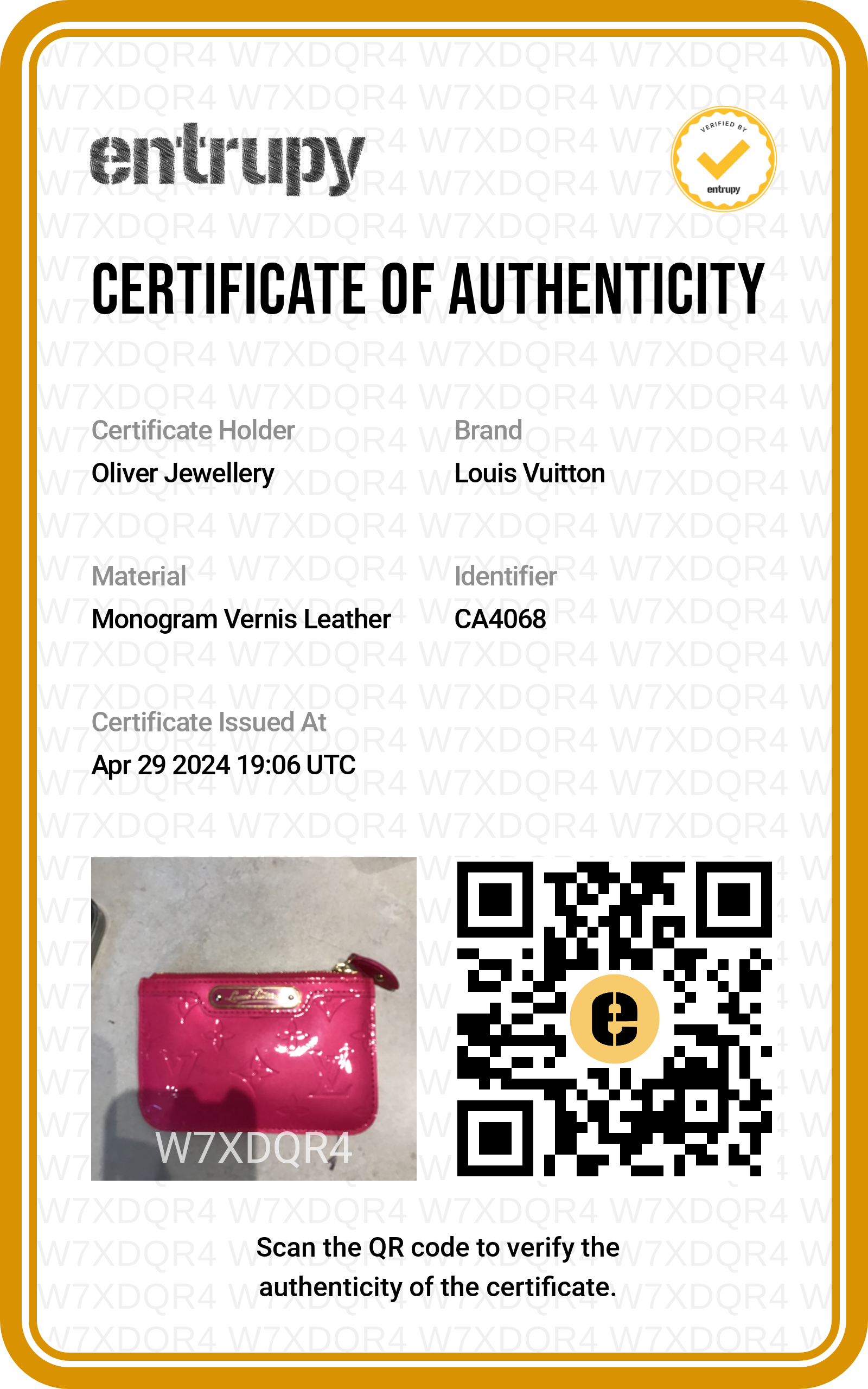 Louis Vuitton Pink Monogram Vernis Leather Key Pouch