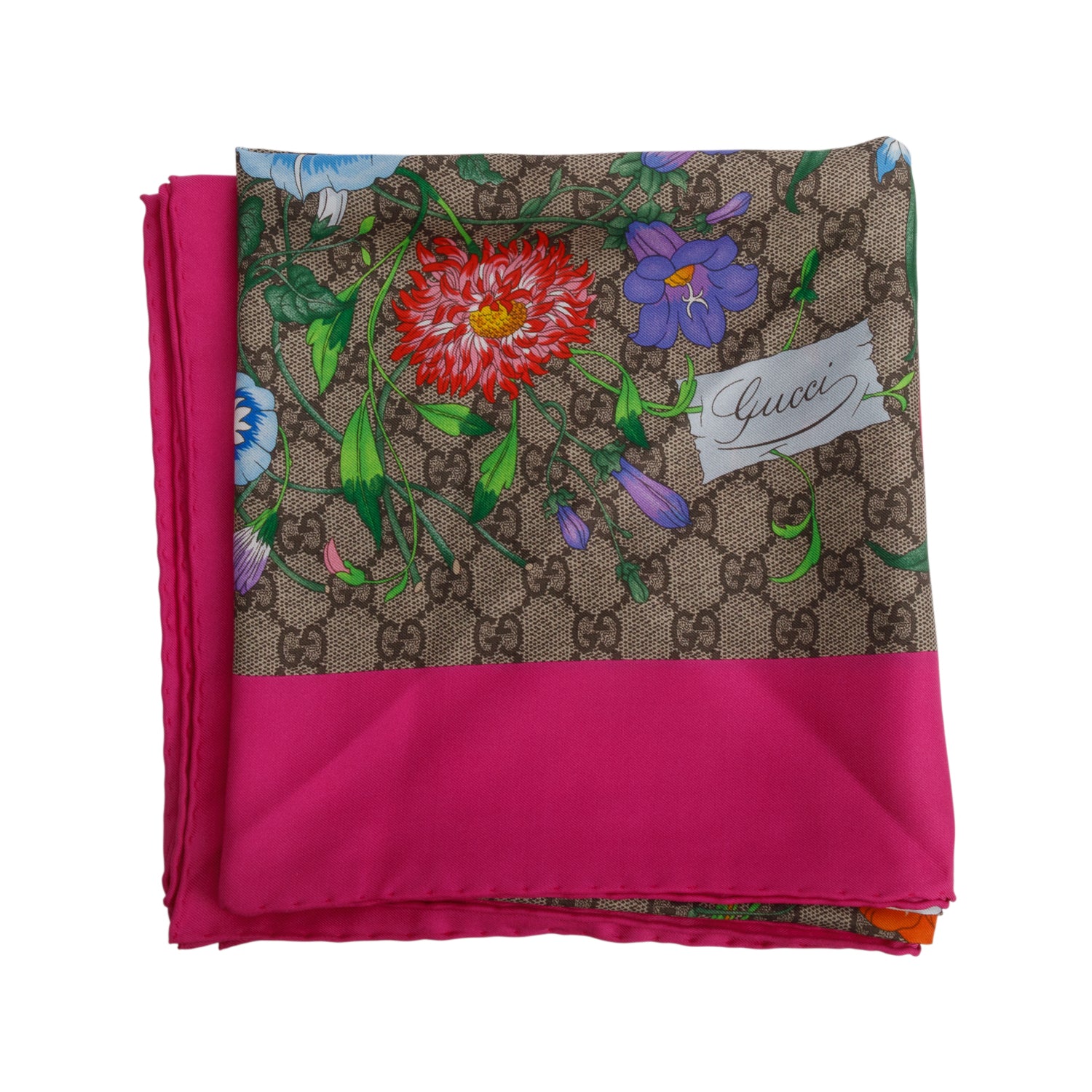 Gucci Pink/Grey GG Jacquard Wool Silk Scarf