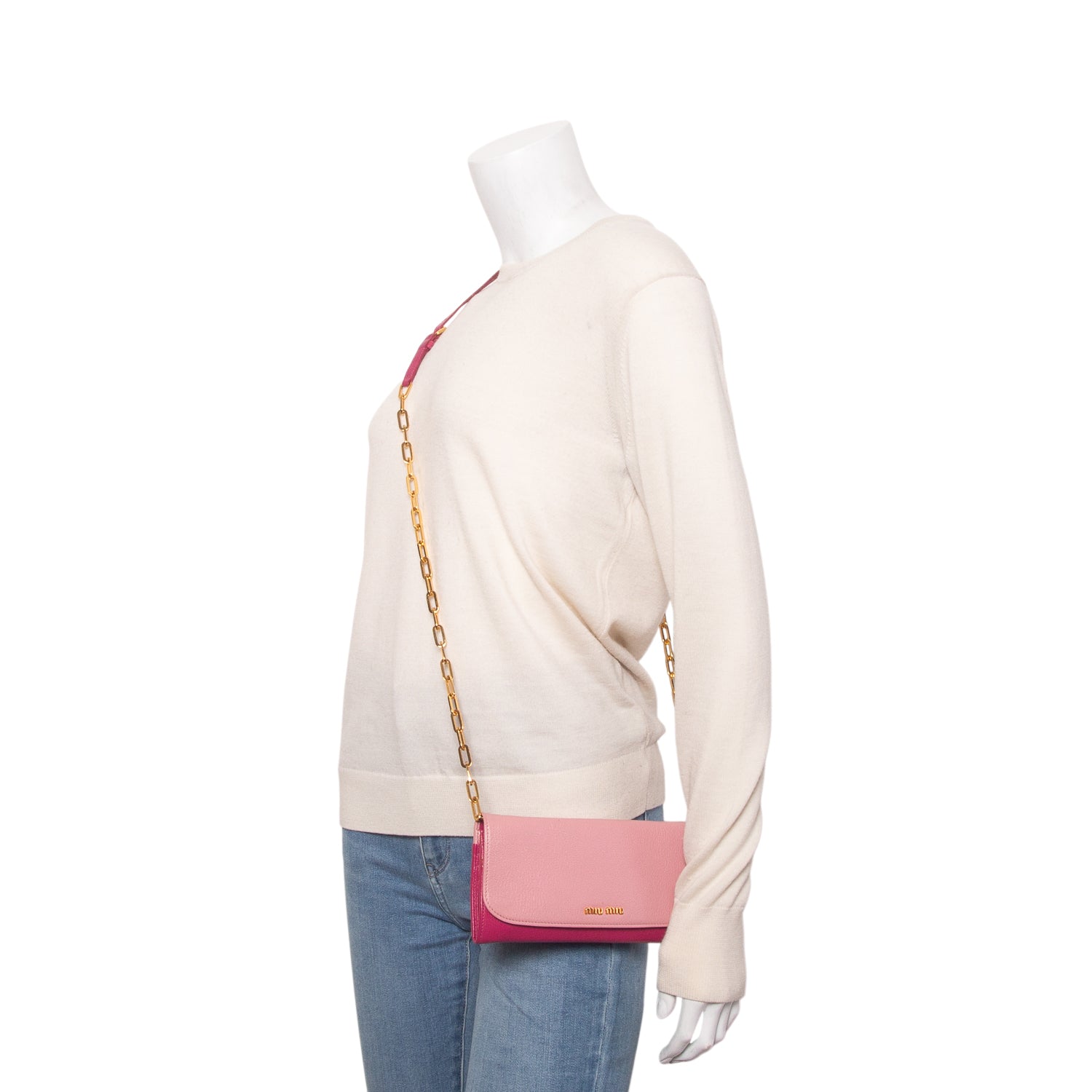 Miu Miu Pink Calfskin Wallet on Chain