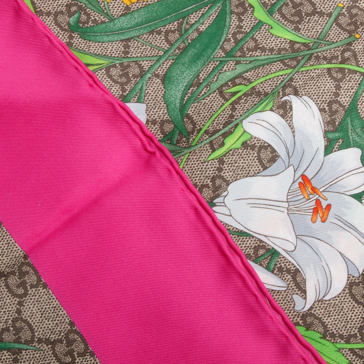 Gucci Pink/Grey GG Jacquard Wool Silk Scarf
