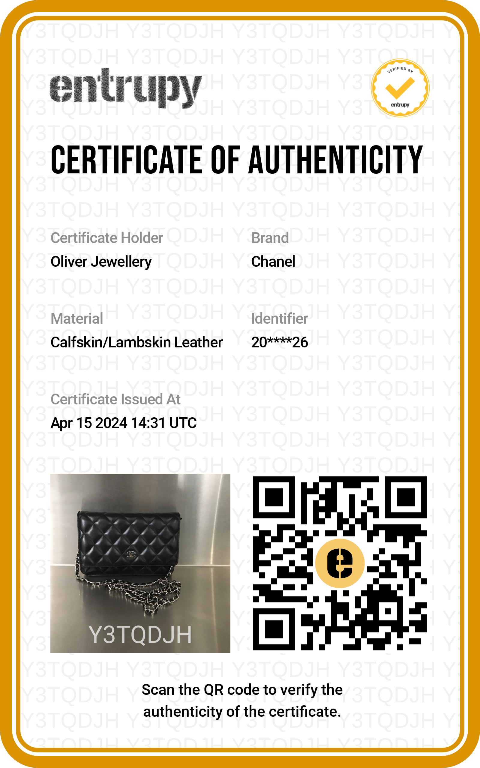 Chanel Black Lambskin Leather Classic Wallet on Chain w/ Box