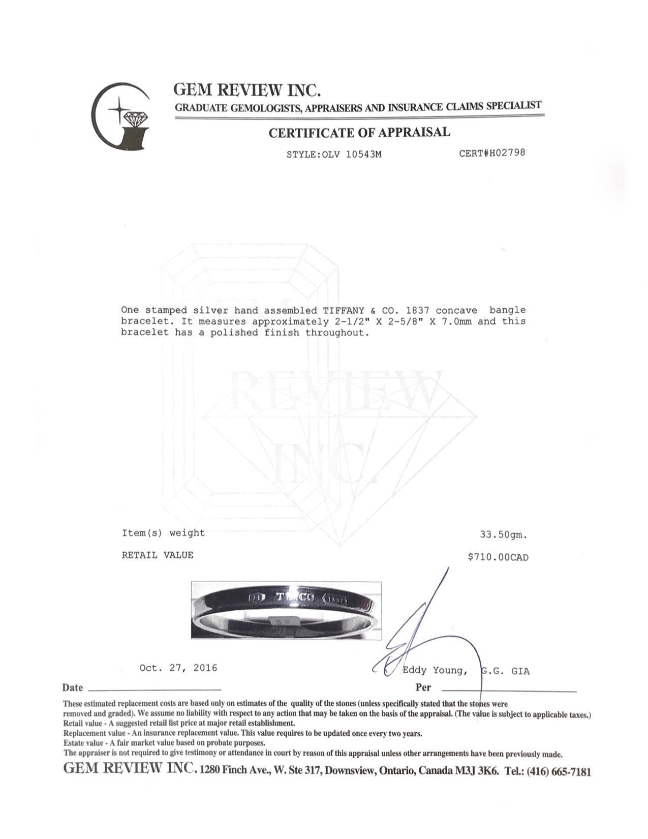 Tiffany & Co. 1837 Bangle Bracelet