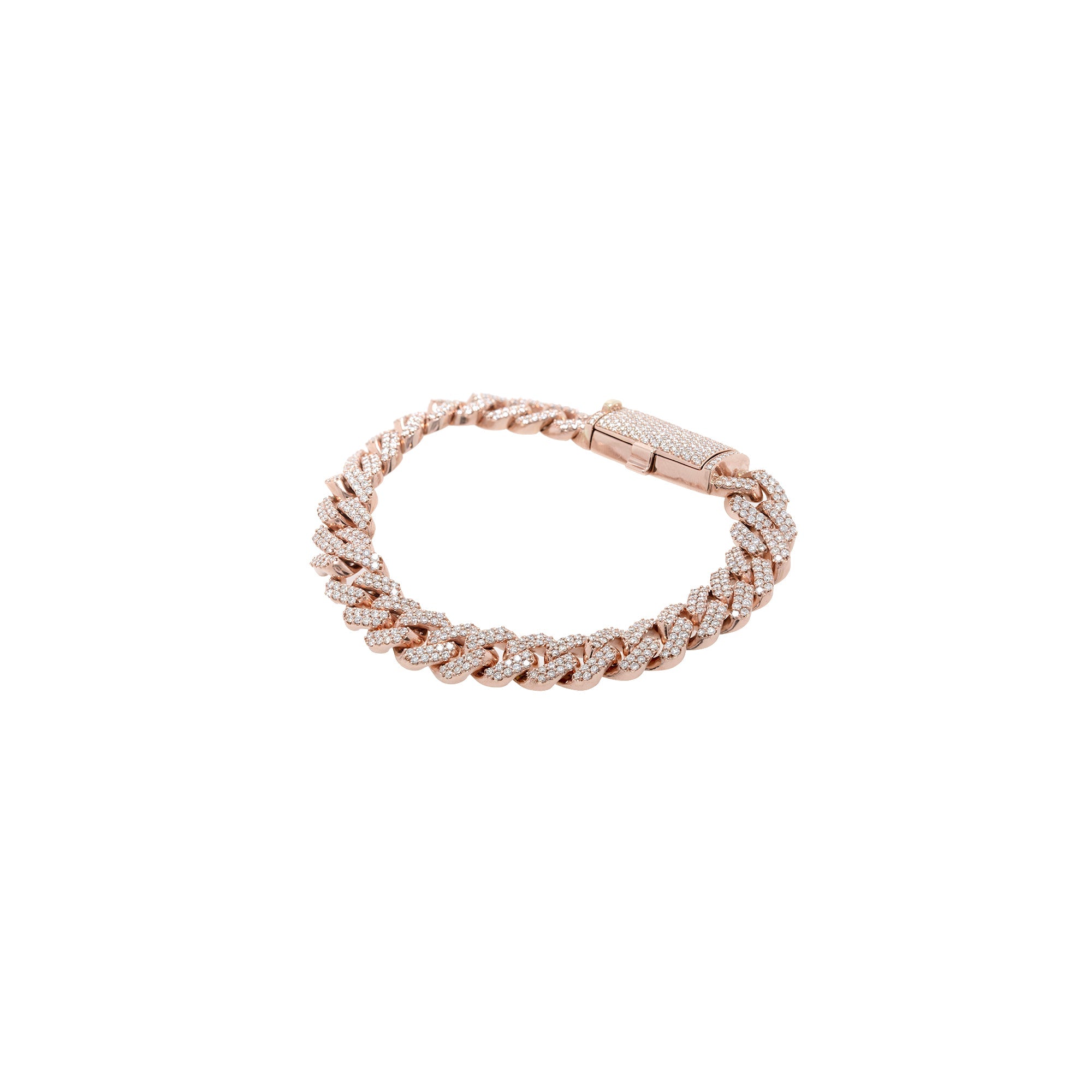 10k Rose Gold Diamond Cuban Link Bracelet