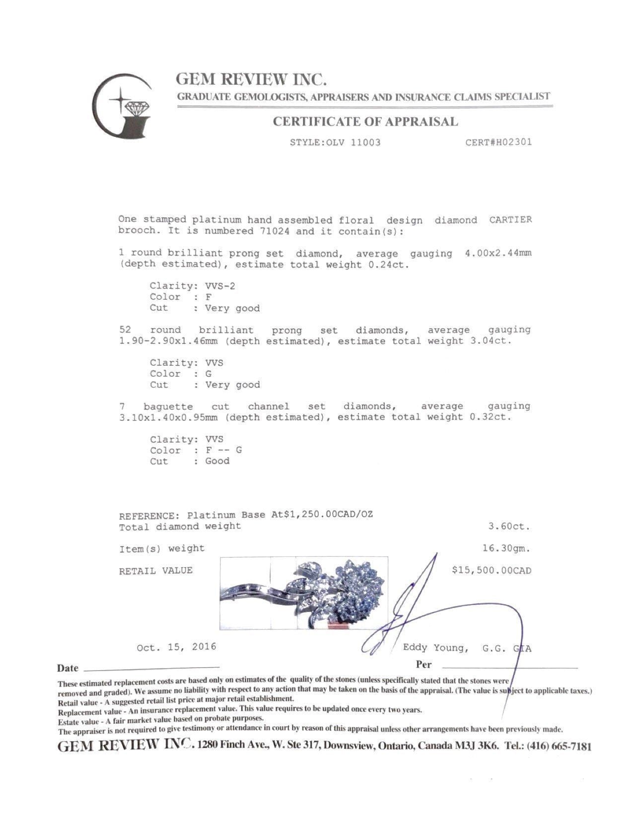 Cartier Vintage Diamond Flower Brooch