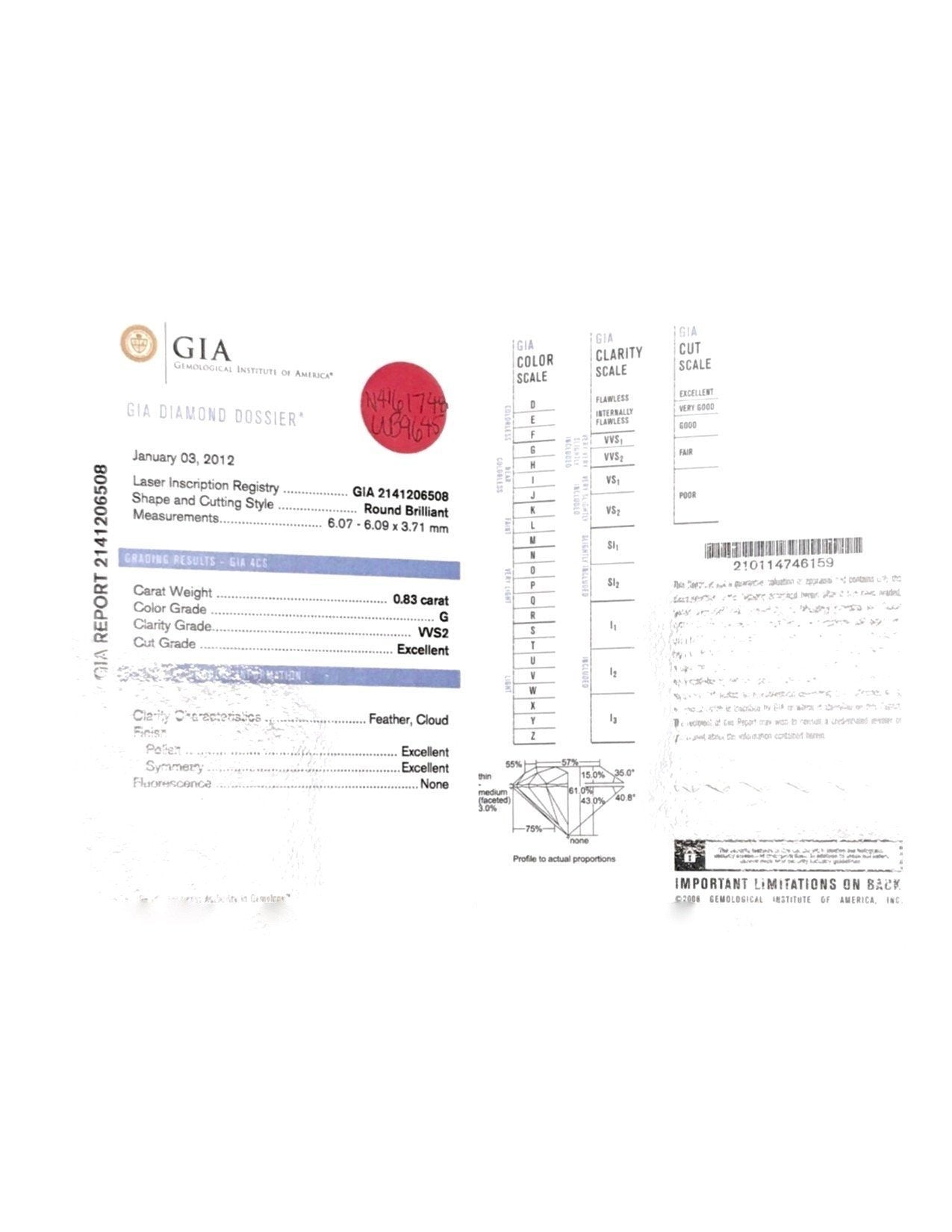 Cartier Solitaire 1895 0.83ct Round Diamond Engagement Ring