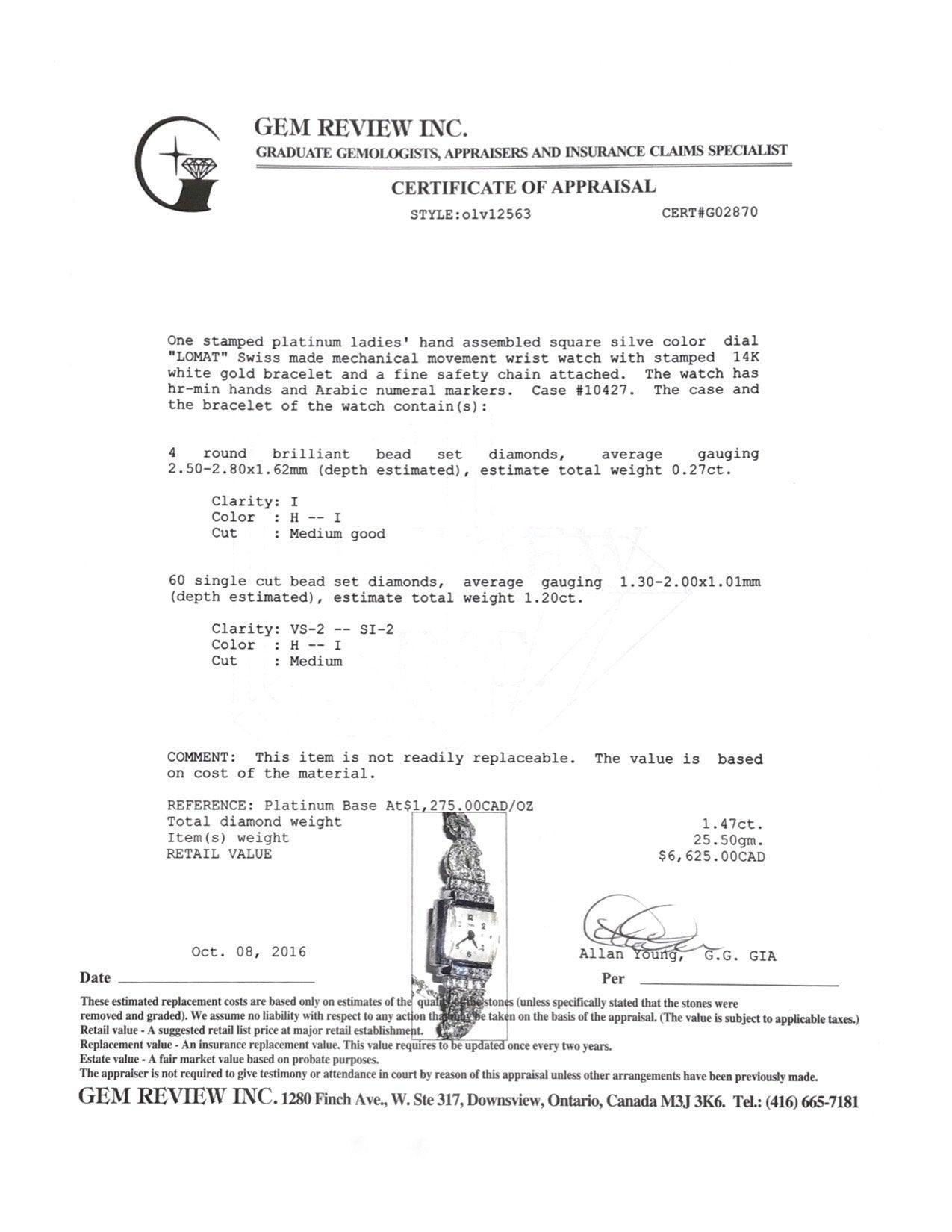 Antique Lomat Diamond Swiss Made Mechanical Movement Wrist Watch