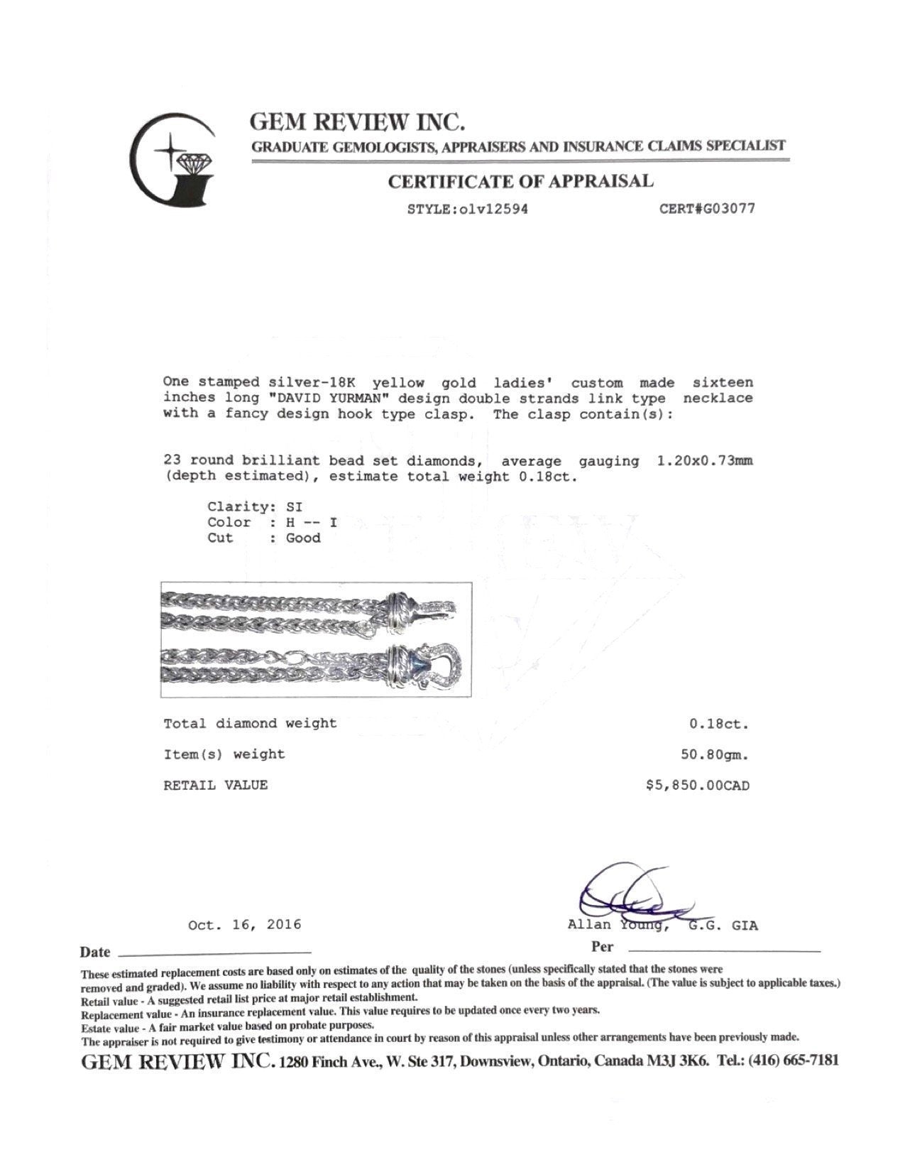 David Yurman Diamond Buckle Necklace