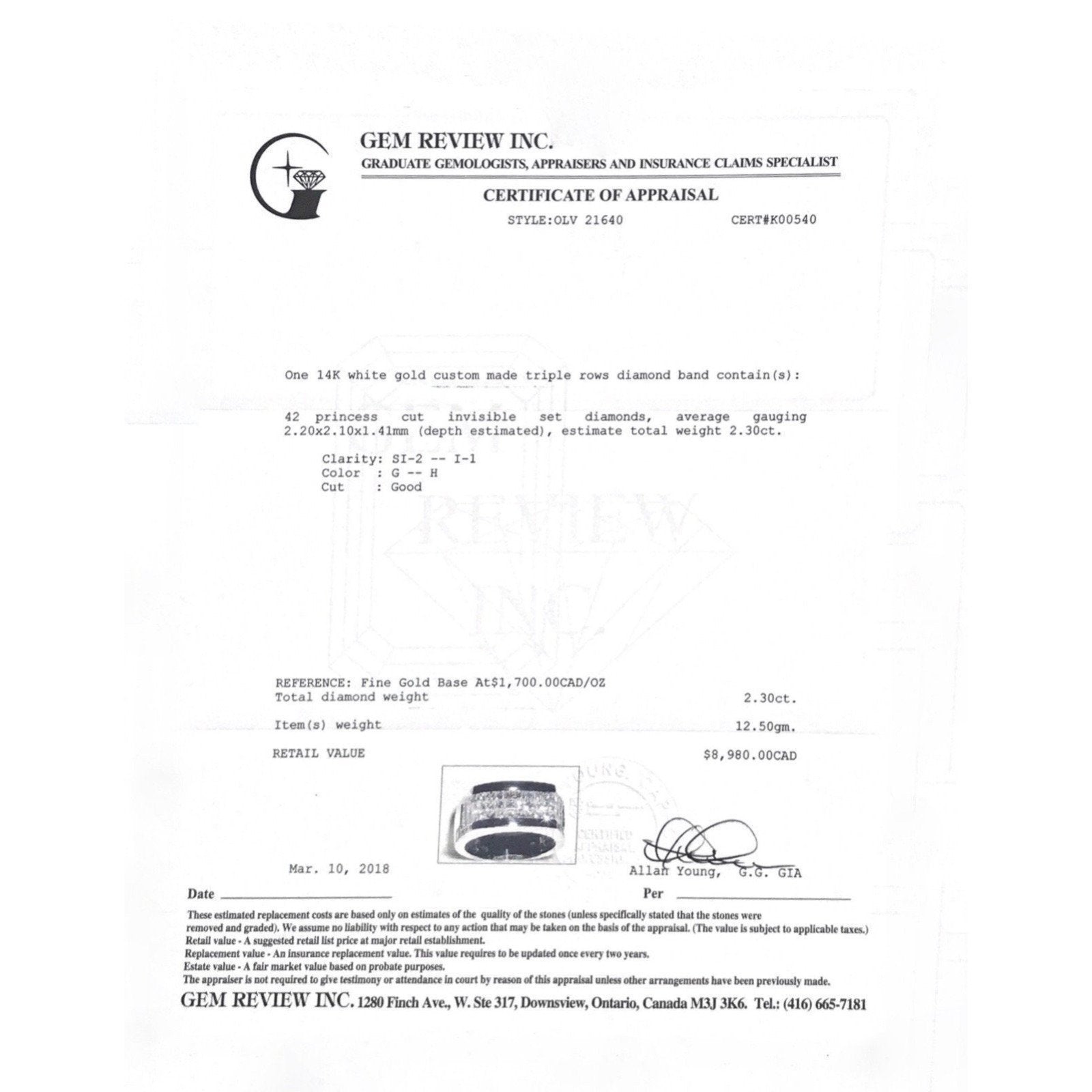 14 Karat White Gold Custom Made Diamond Ring