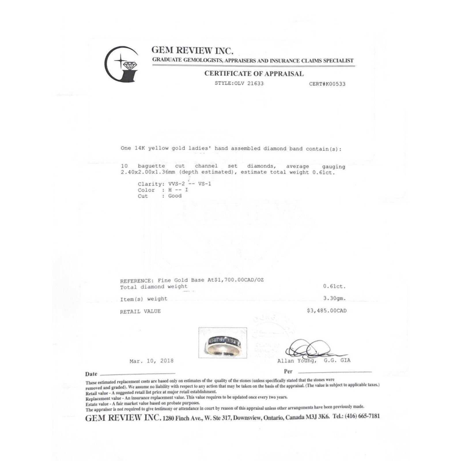 14 Karat Yellow Gold Diamond Ring