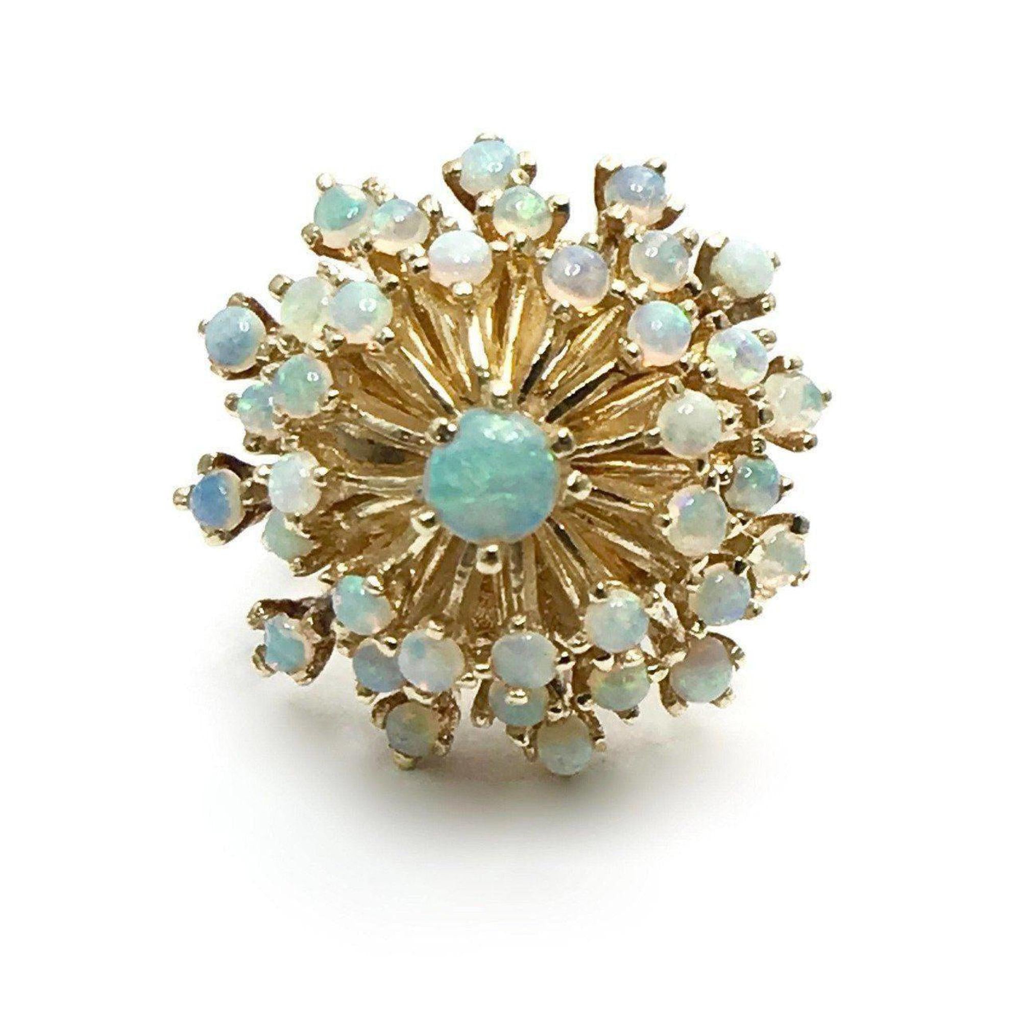 14 Karat Yellow Gold Opal Cluster Ring