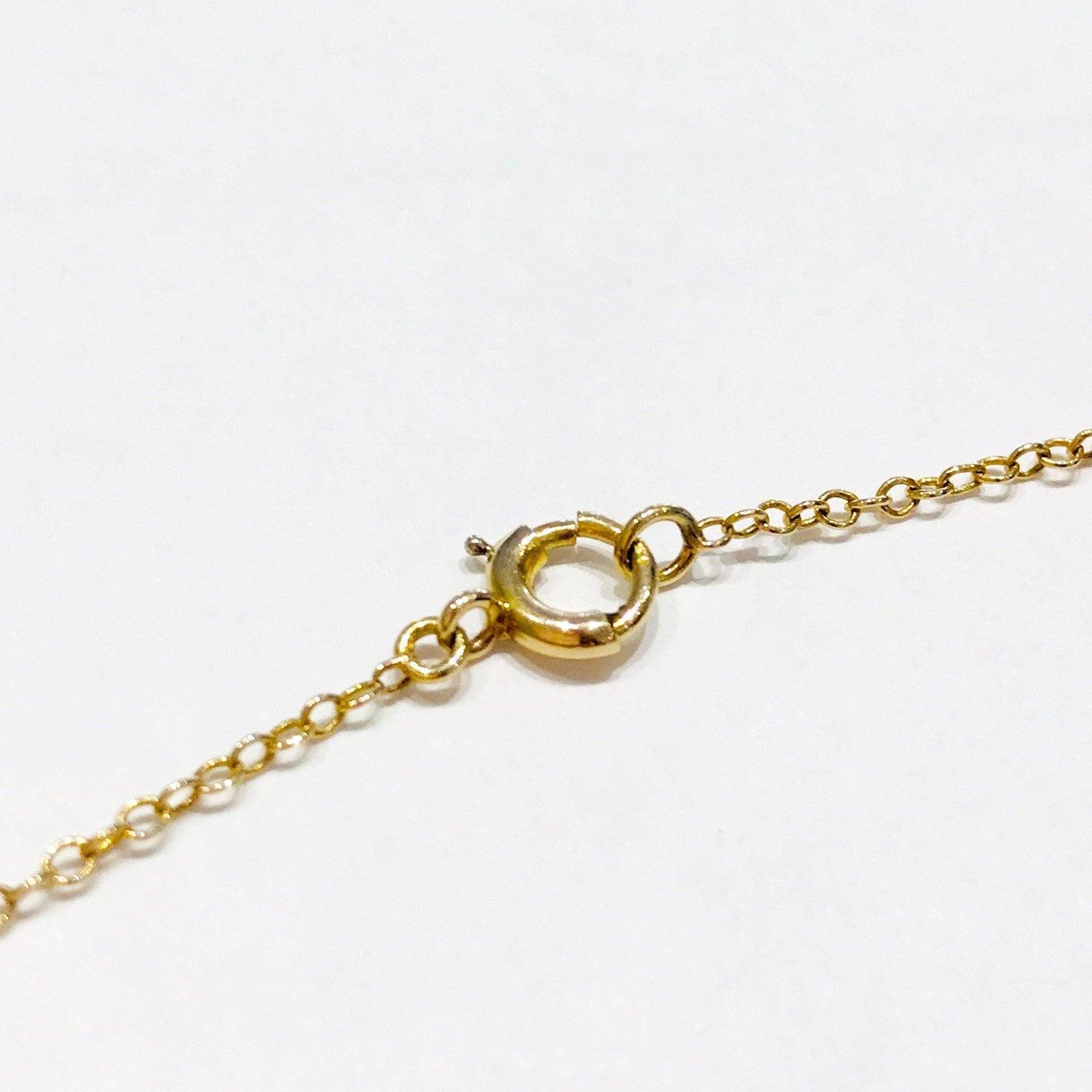 14 Karat Yellow Gold Peridot and Seed Pearl Chain Necklace