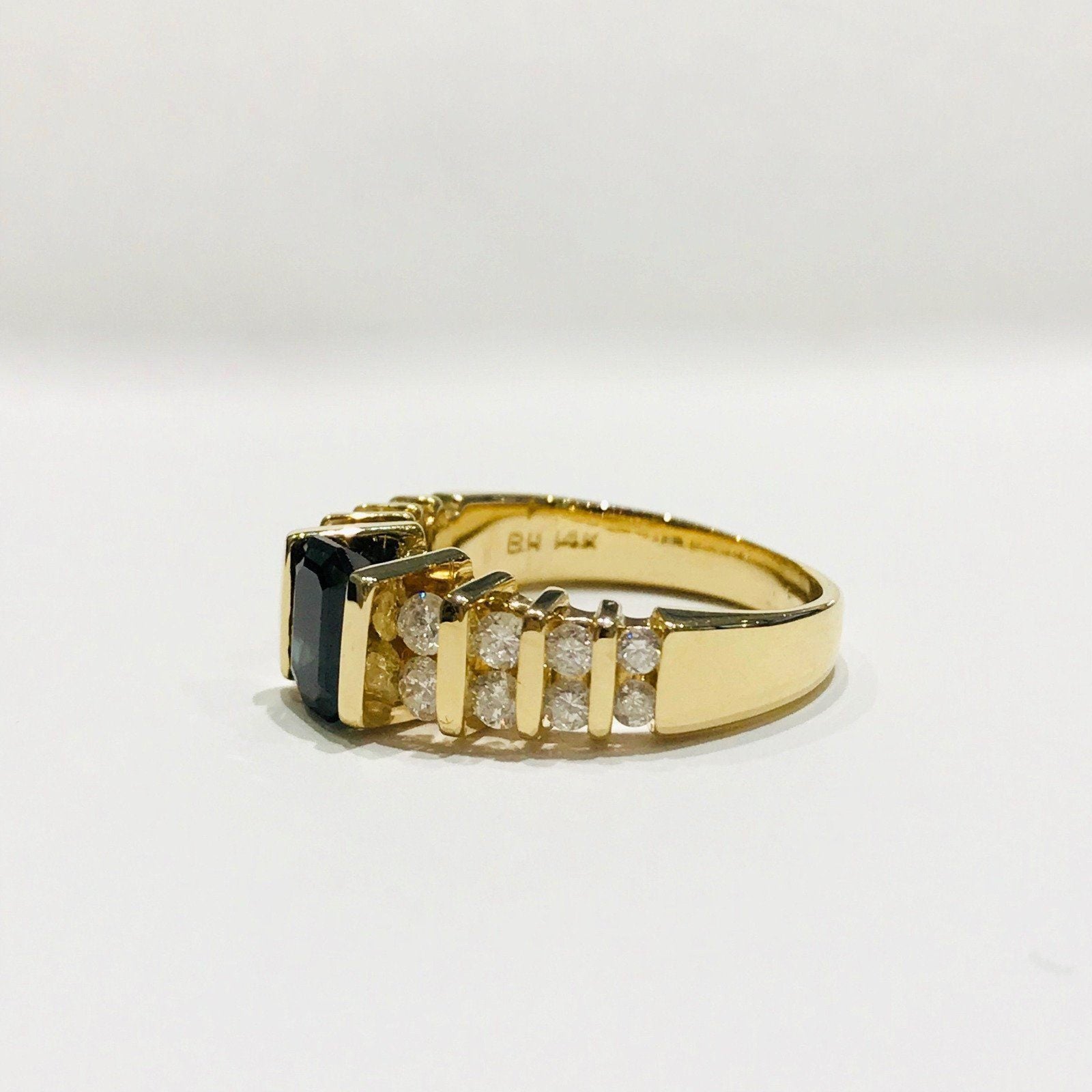 14 Karat Yellow Gold Sapphire and Diamond Cocktail Ring