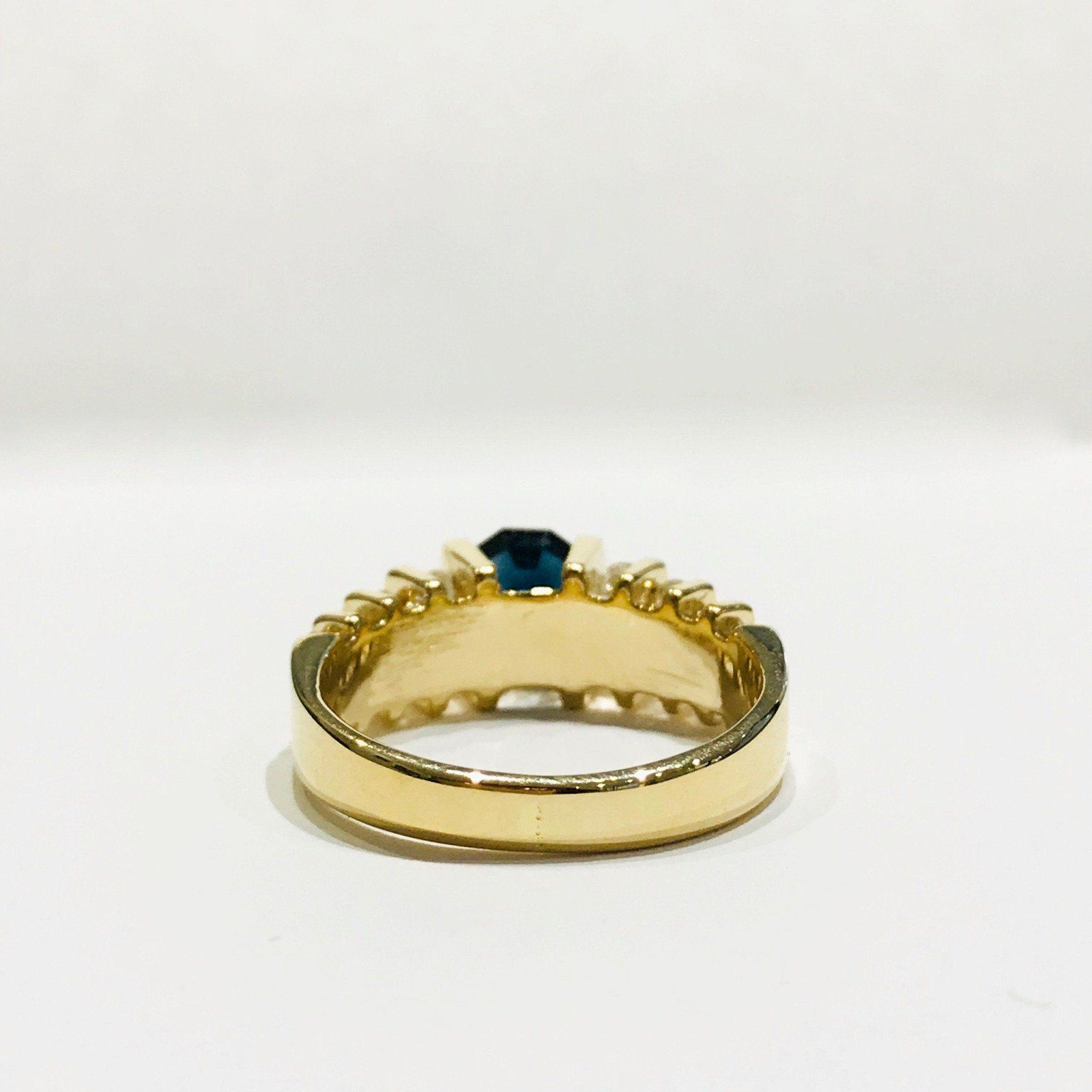 14 Karat Yellow Gold Sapphire and Diamond Cocktail Ring