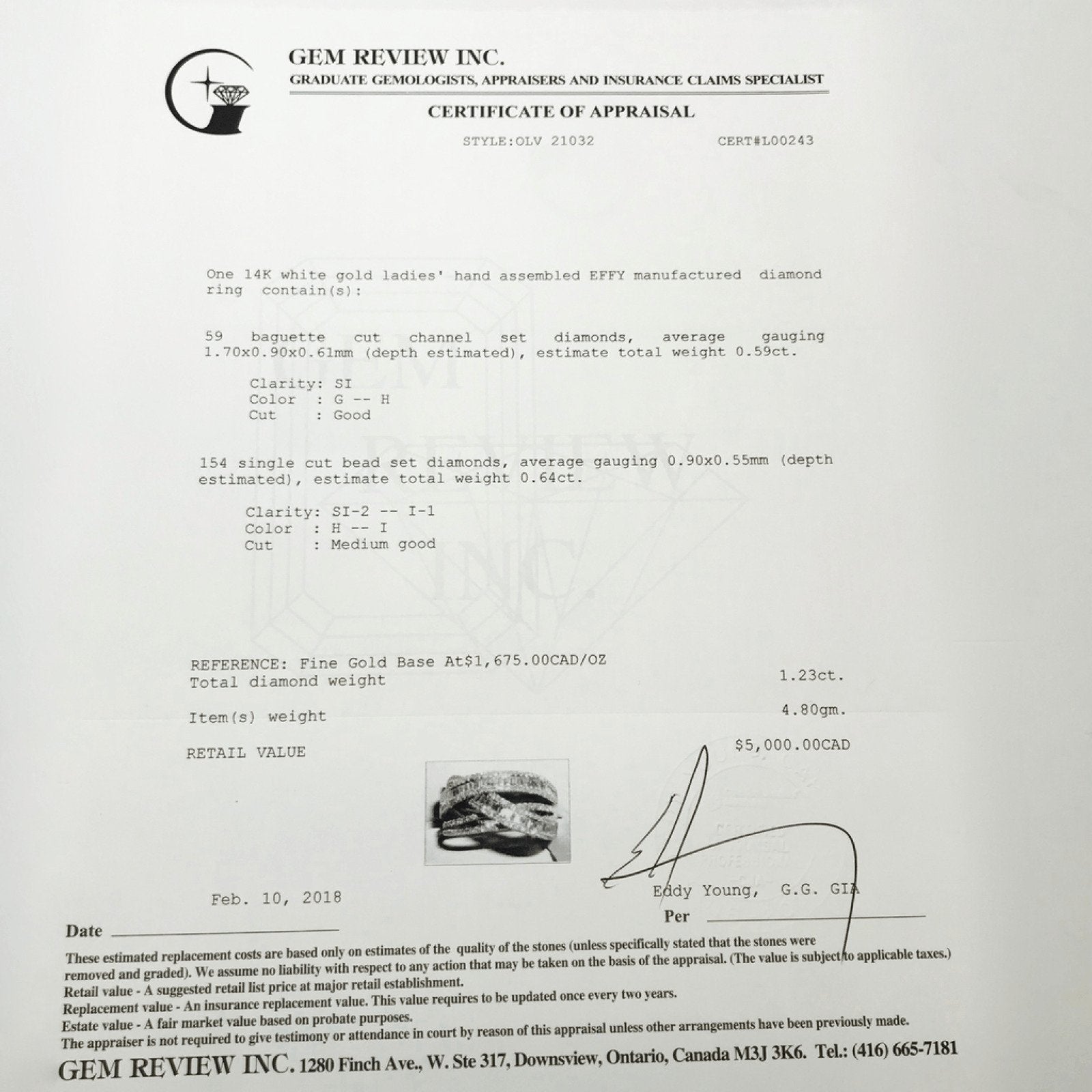 14K White Gold EFFY Manufactured Diamond Ring Set