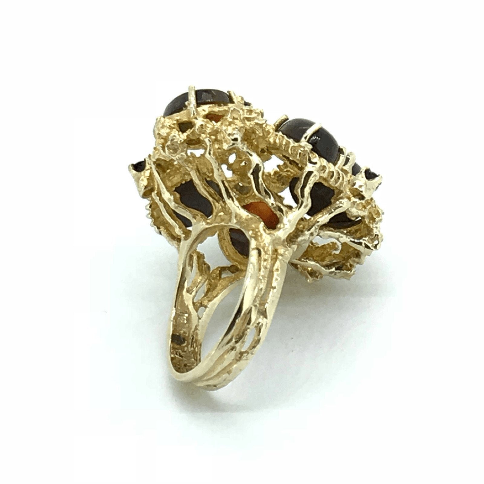 14K Yellow Gold Ammolite and Sapphire Ring