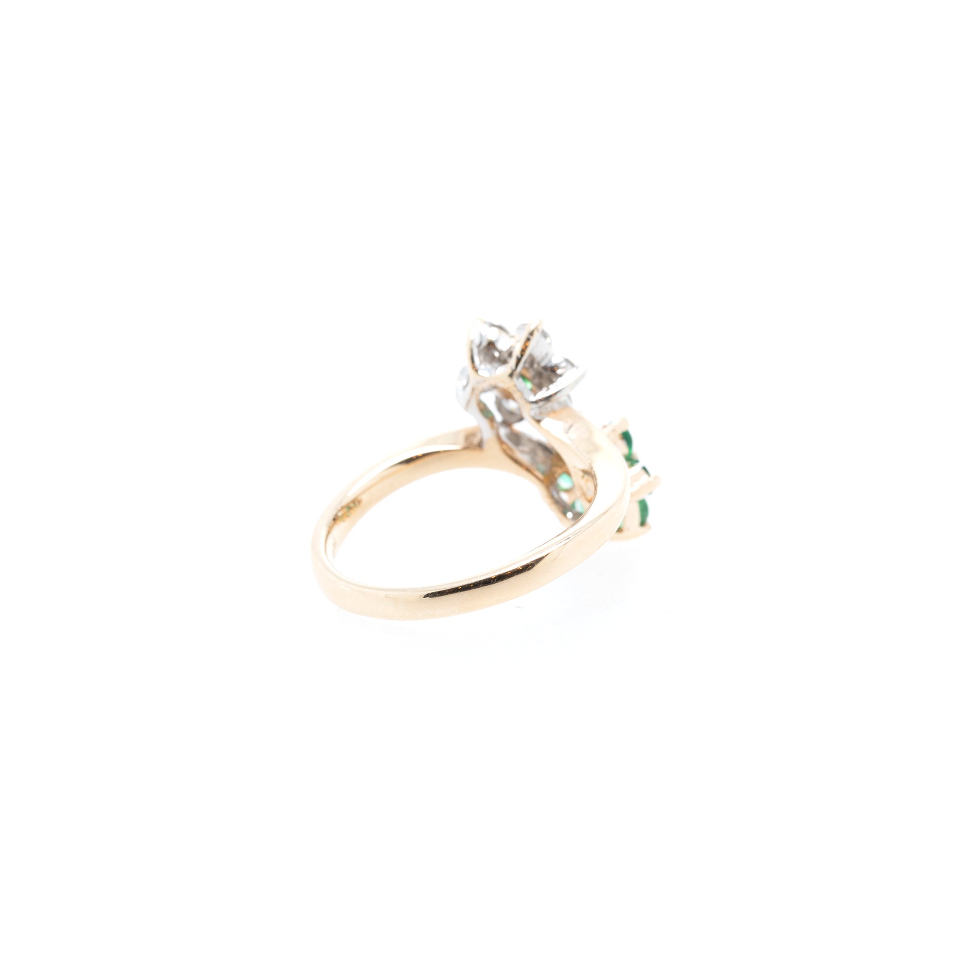 14k Gold Emerald & Diamond Flower Ring