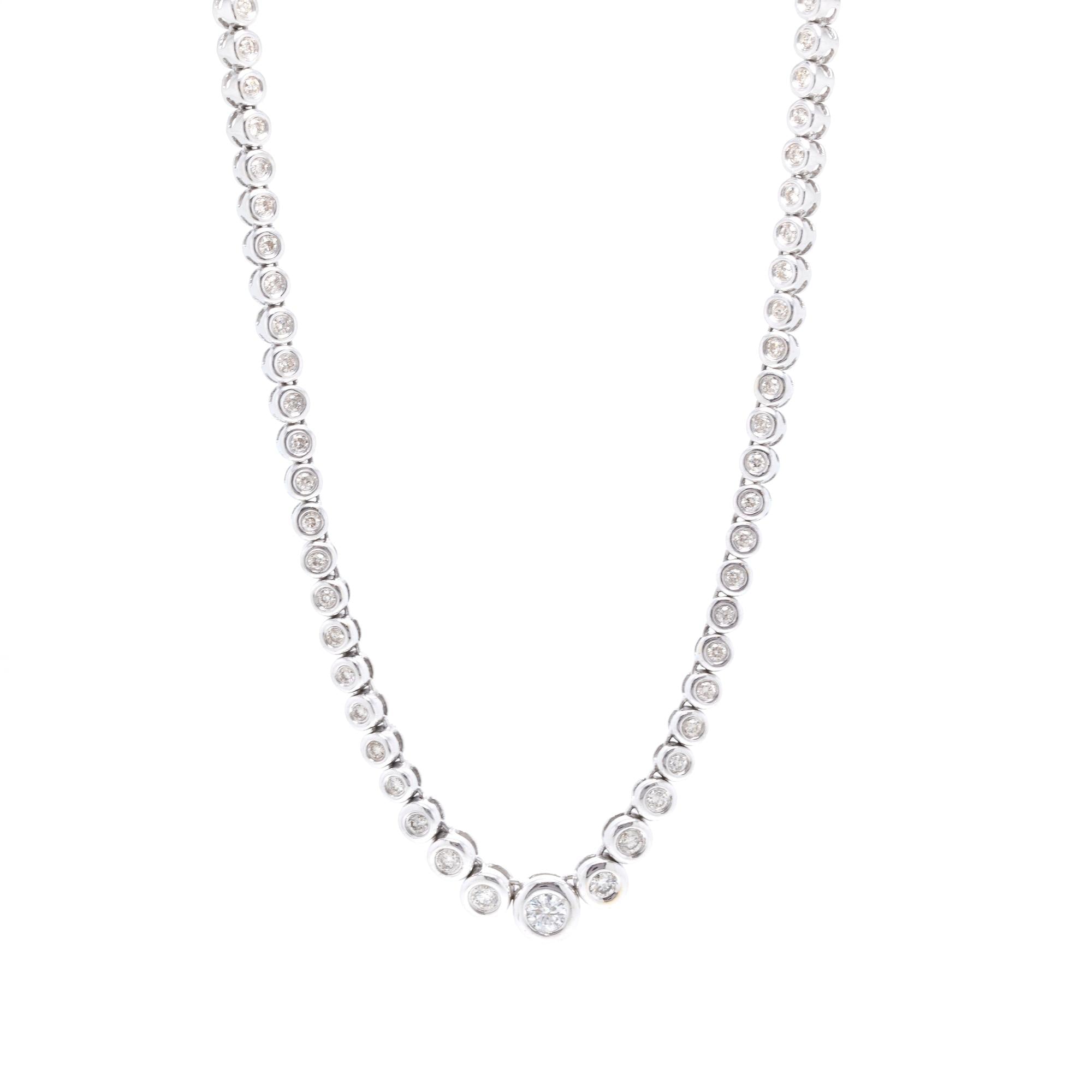 14k White Gold Diamond Tennis Necklace