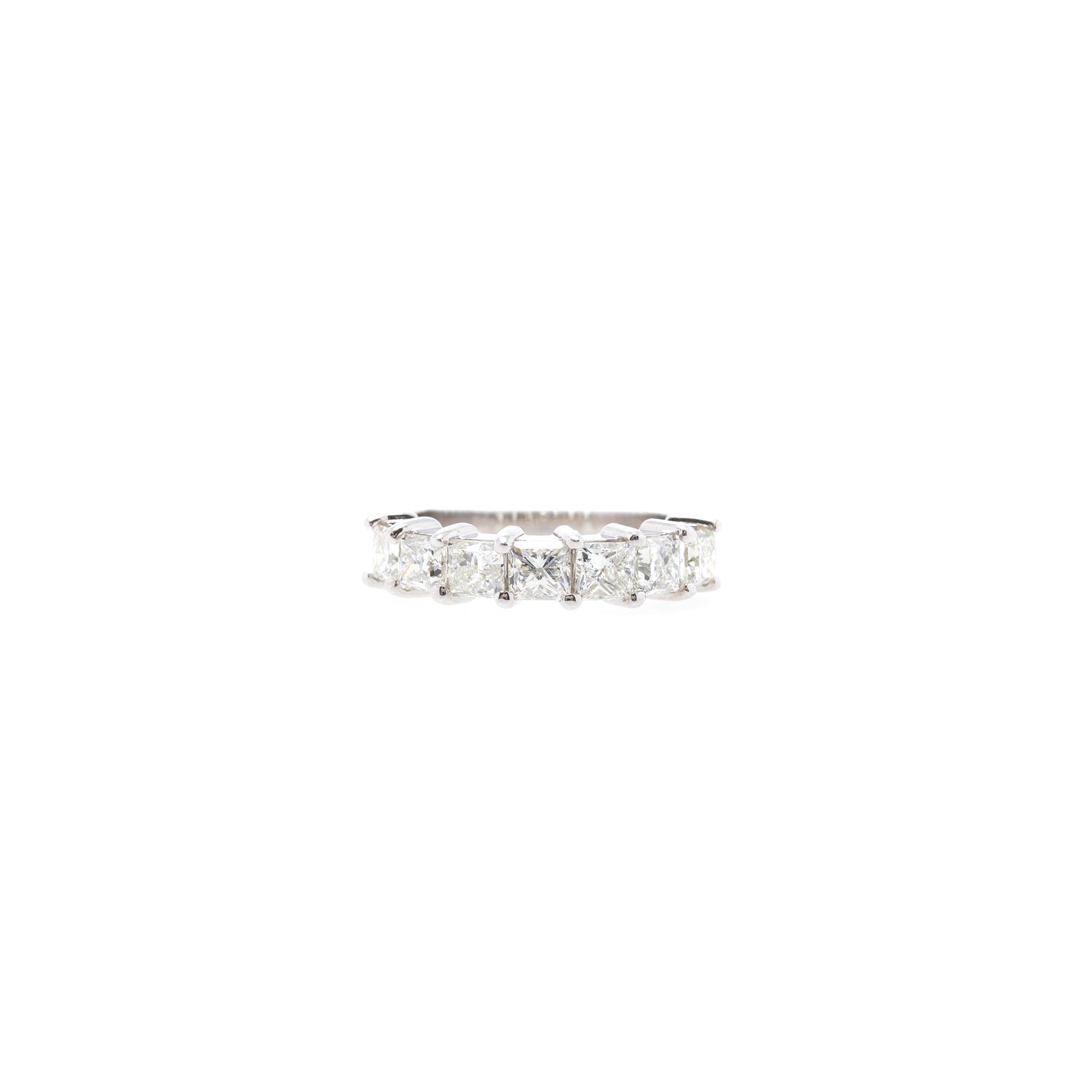 14k White Gold Princess Cut Diamond Band Ring
