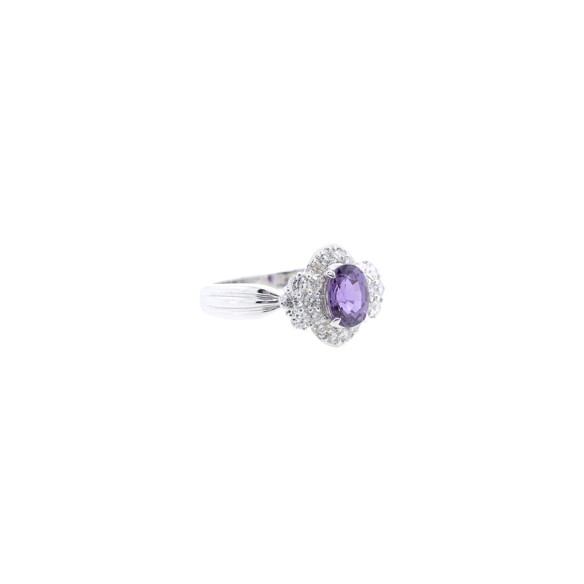 14k White Gold Purple Sapphire & Diamond Cocktail Ring