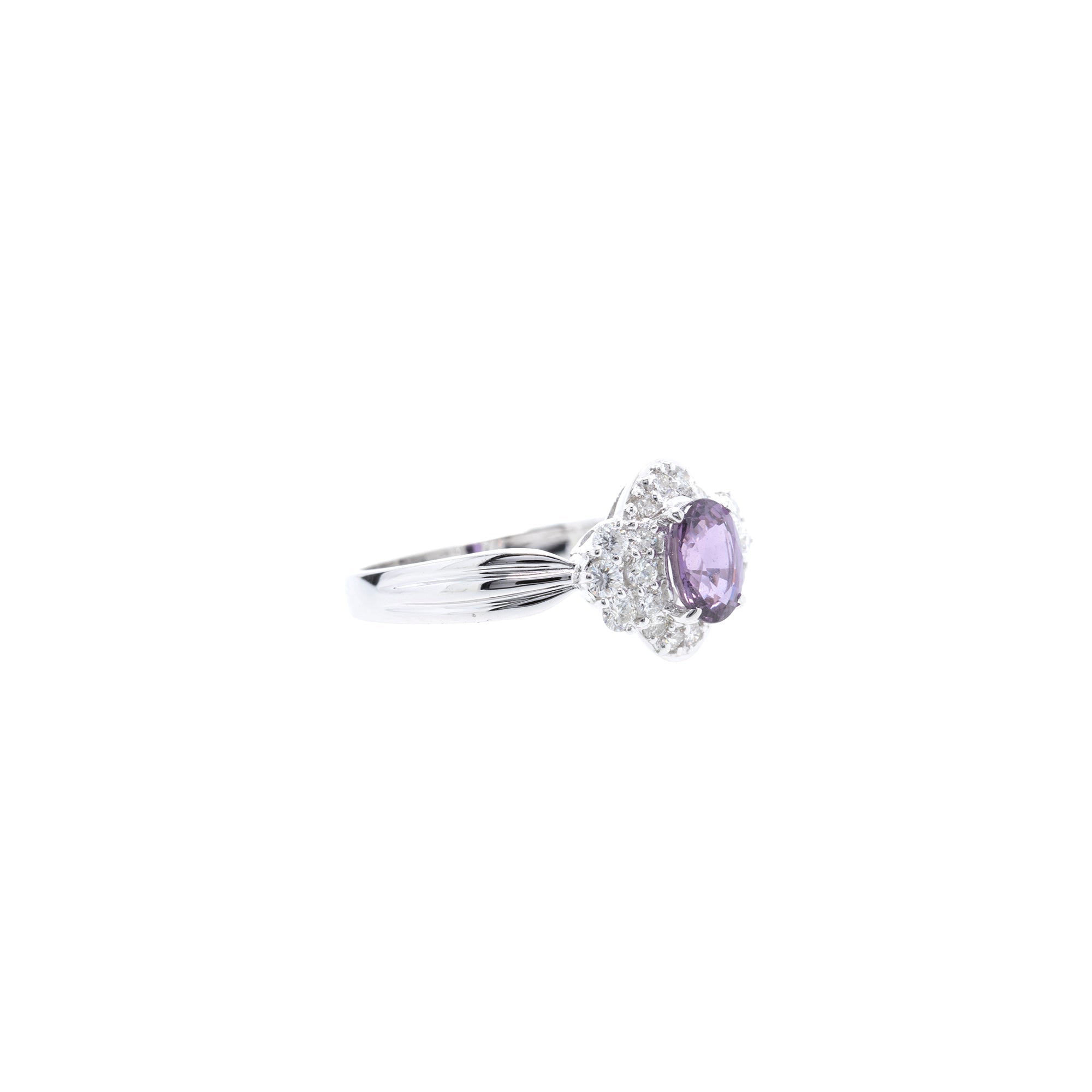 14k White Gold Purple Sapphire & Diamond Cocktail Ring