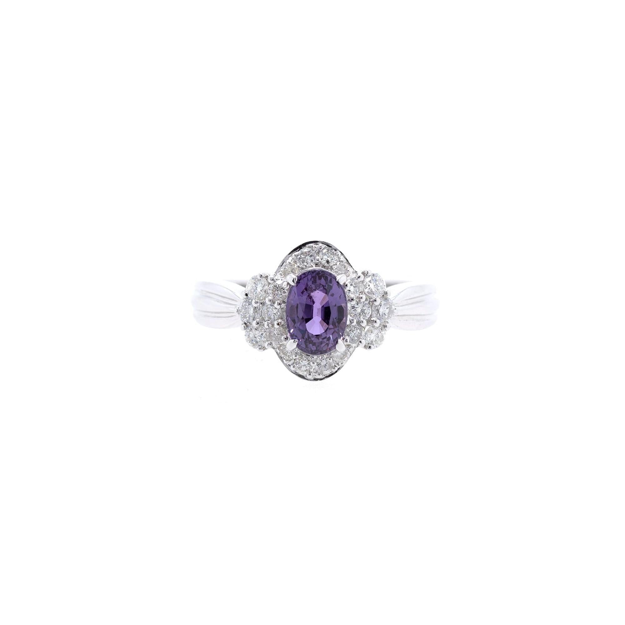 14k White Gold Purple Sapphire & Diamond Cocktail Ring