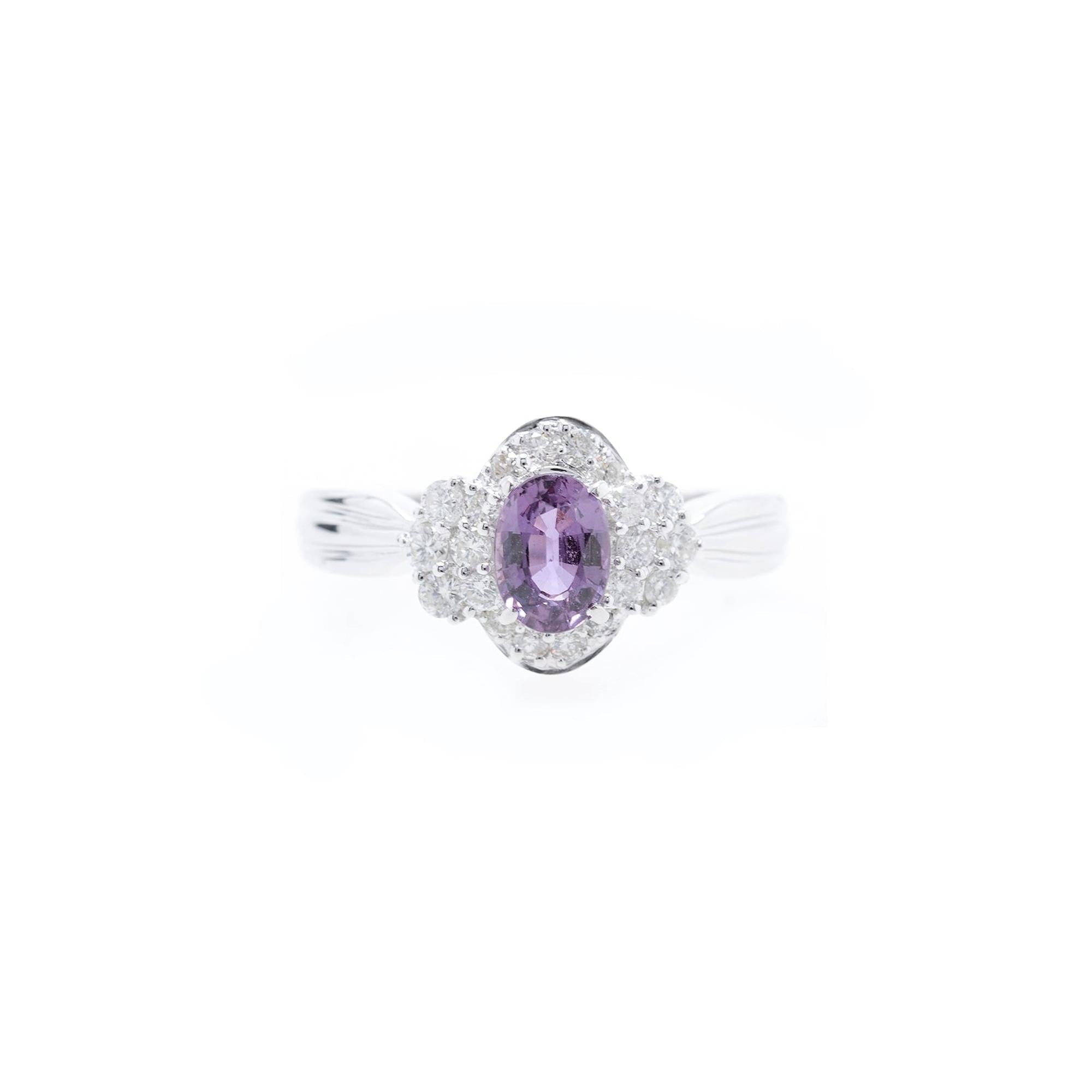 14k White Gold Purple Sapphire & Diamond Cocktail Ring