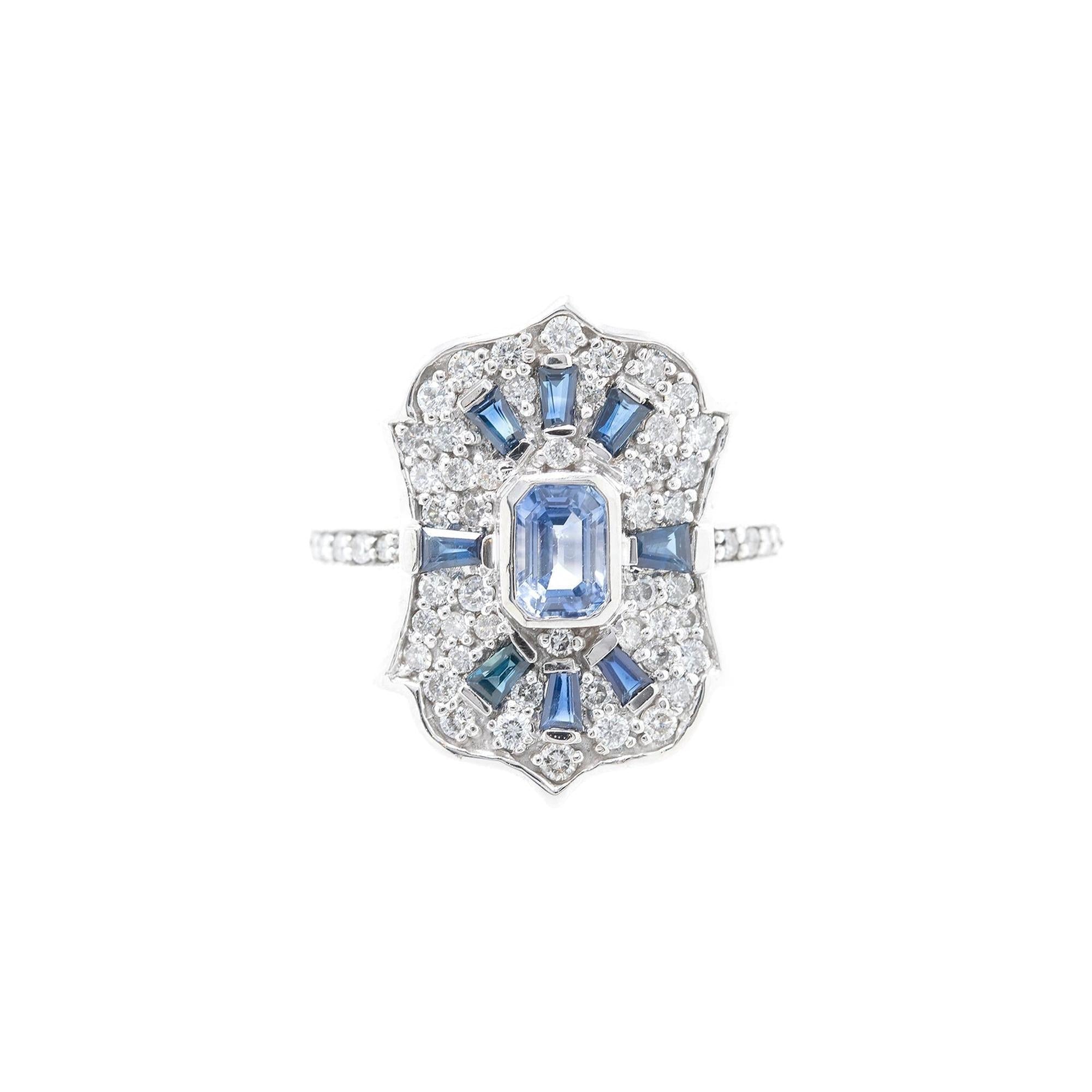 14k White Gold Sapphire & Diamond Cocktail Ring