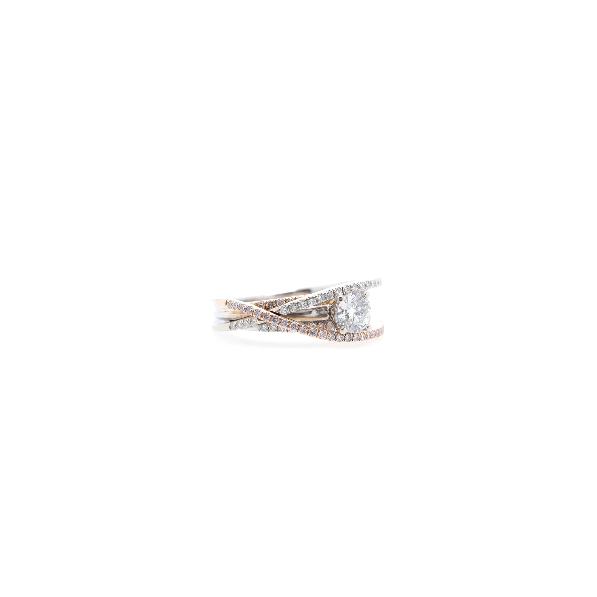 14k White & Rose Gold Diamond Crossover Ring