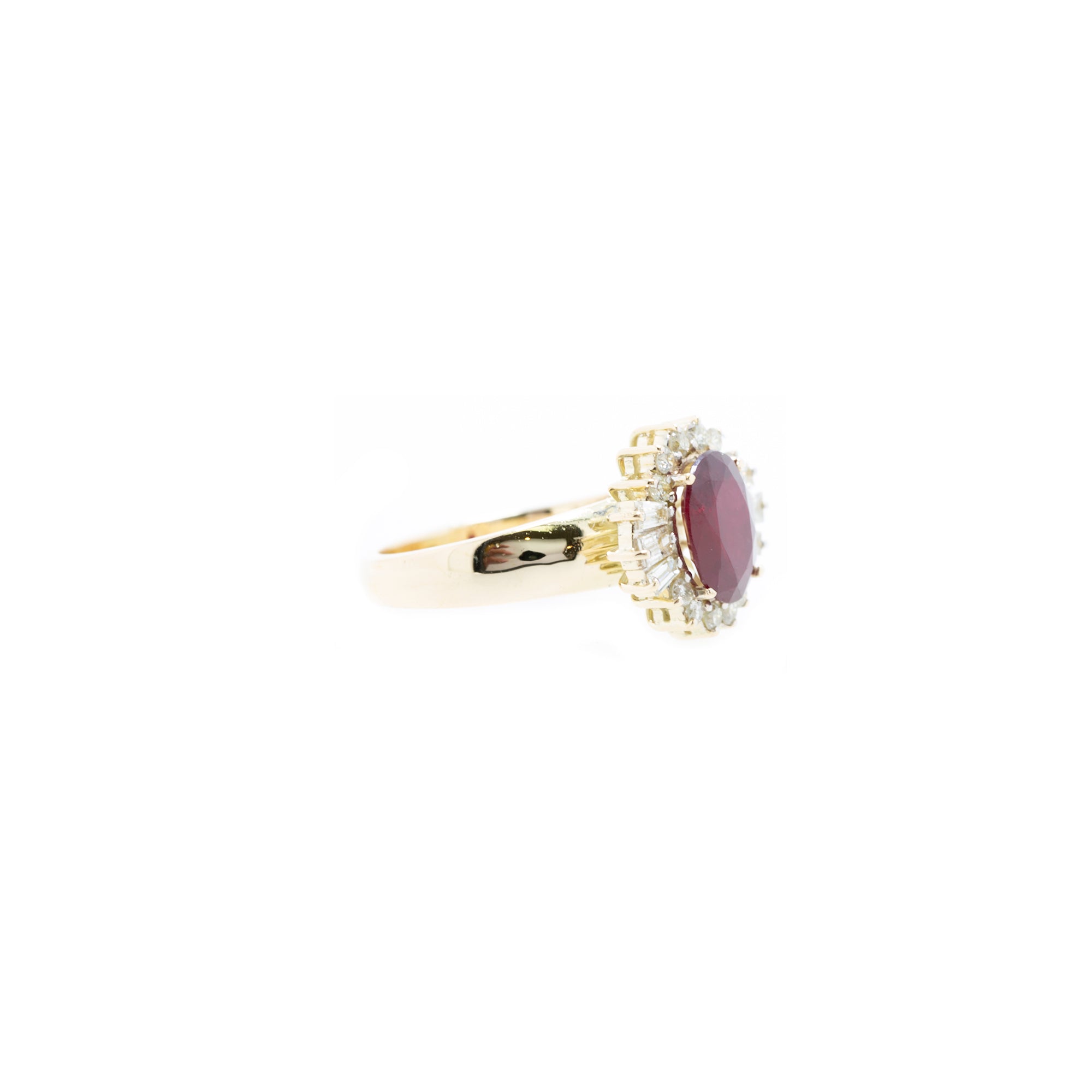 14k Yellow Gold Ruby & Diamond Cocktail Ring
