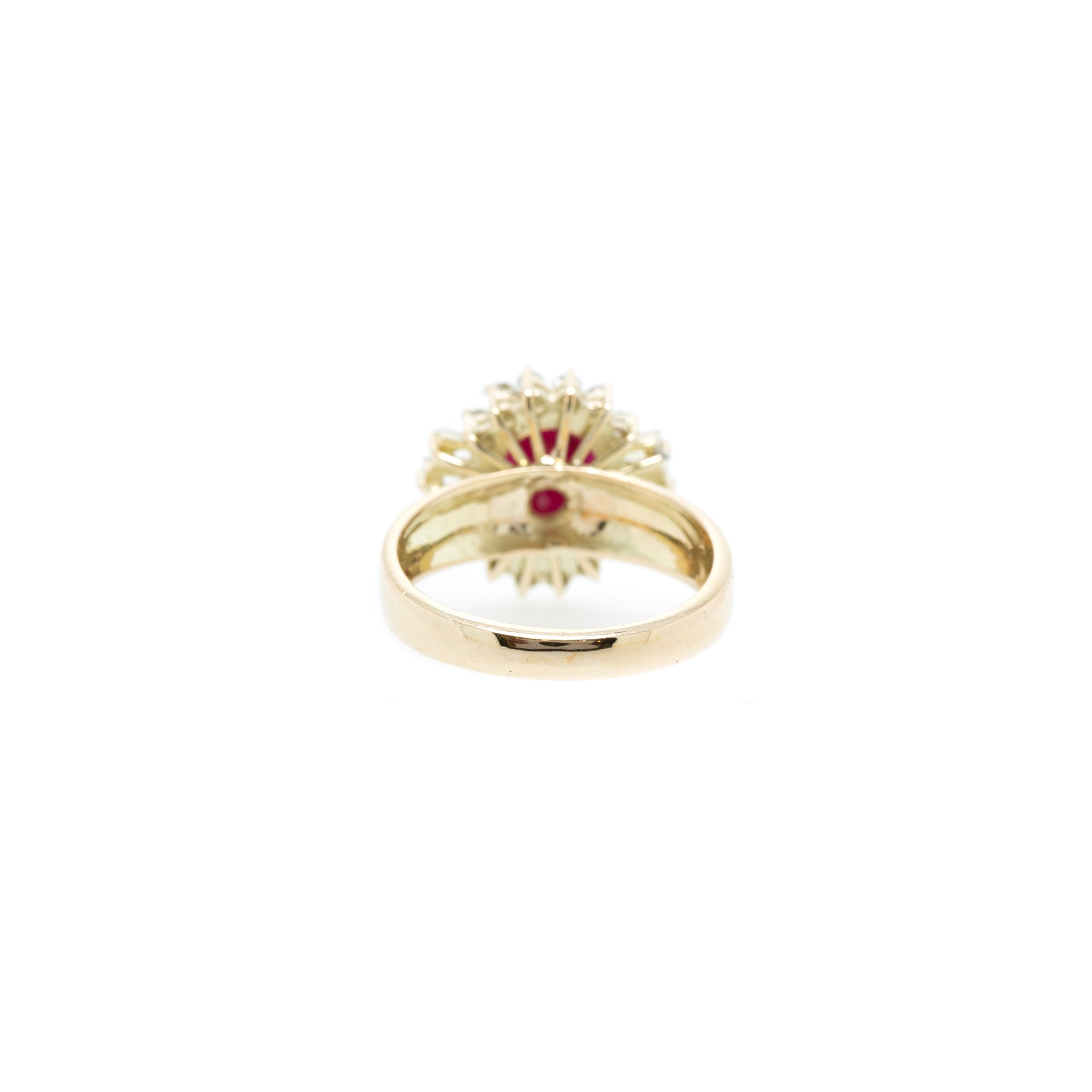 14k Yellow Gold Ruby & Diamond Cocktail Ring