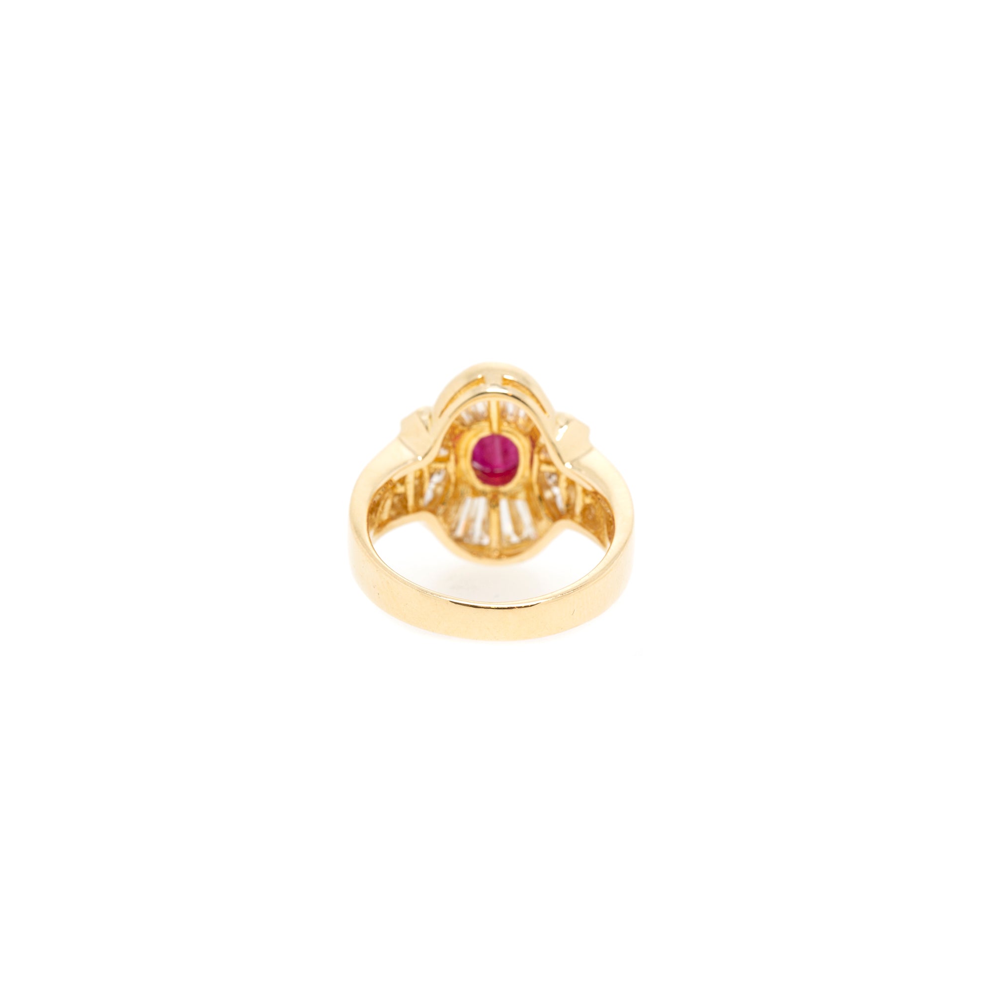 14k Yellow Gold Ruby & Diamond Cocktail Ring