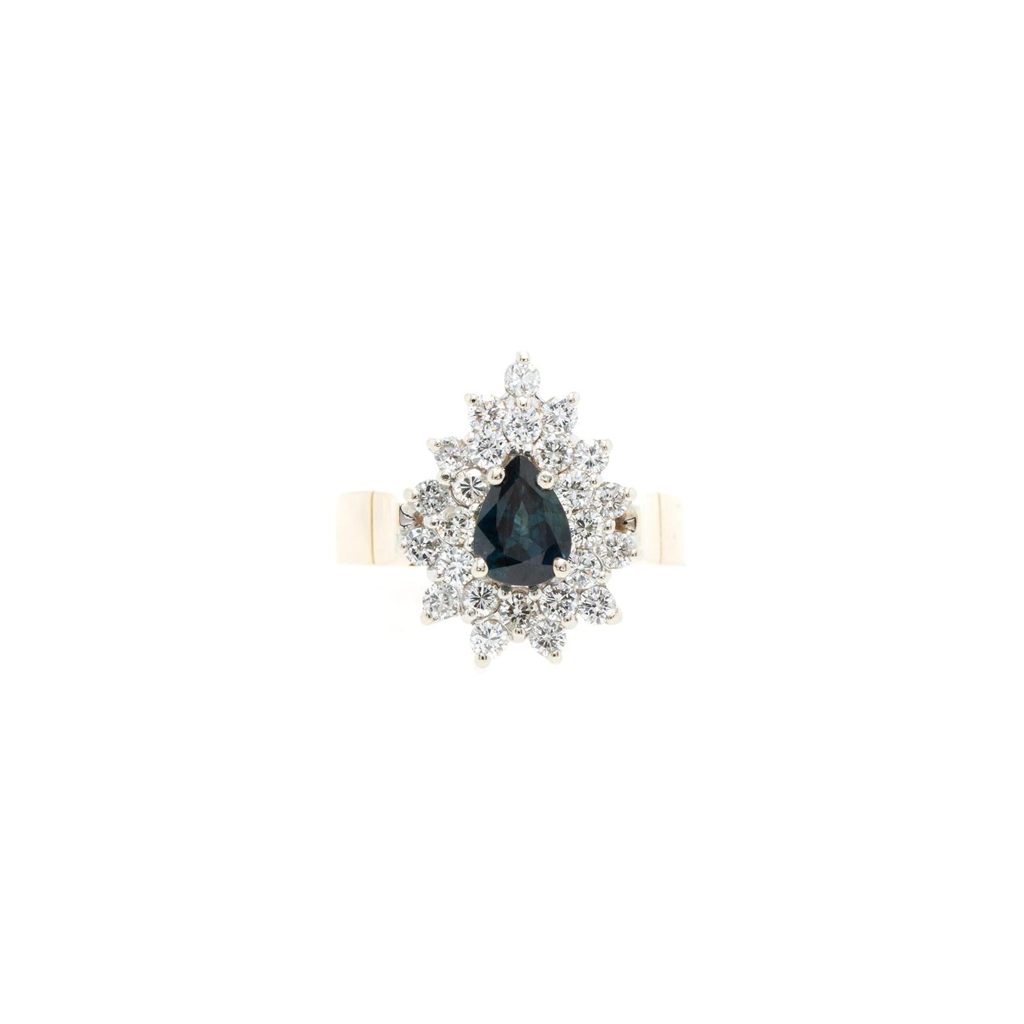 14k Yellow & White Gold Sapphire & Diamond Cocktail Ring