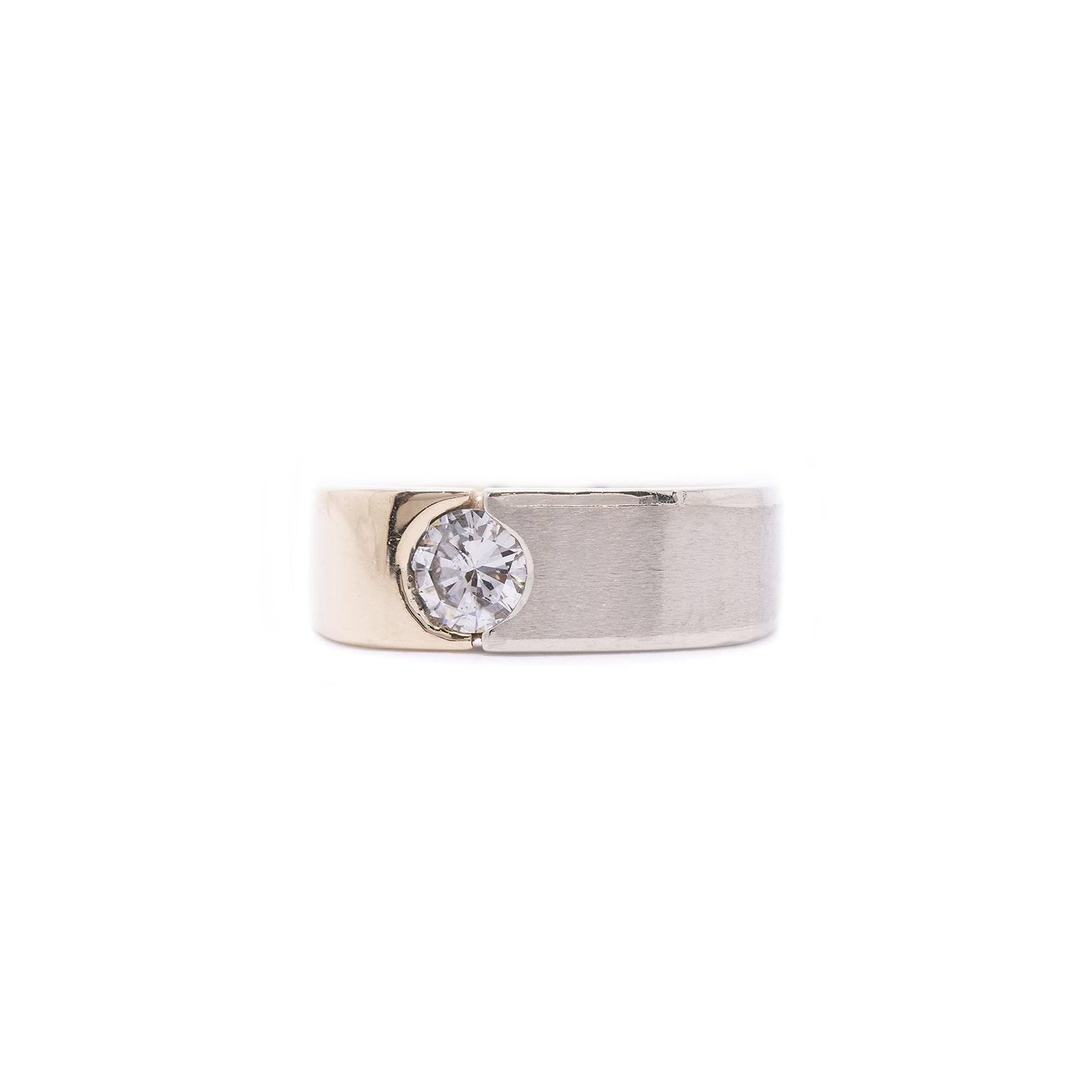 14k Yellow & White Gold Solitaire Diamond Ring
