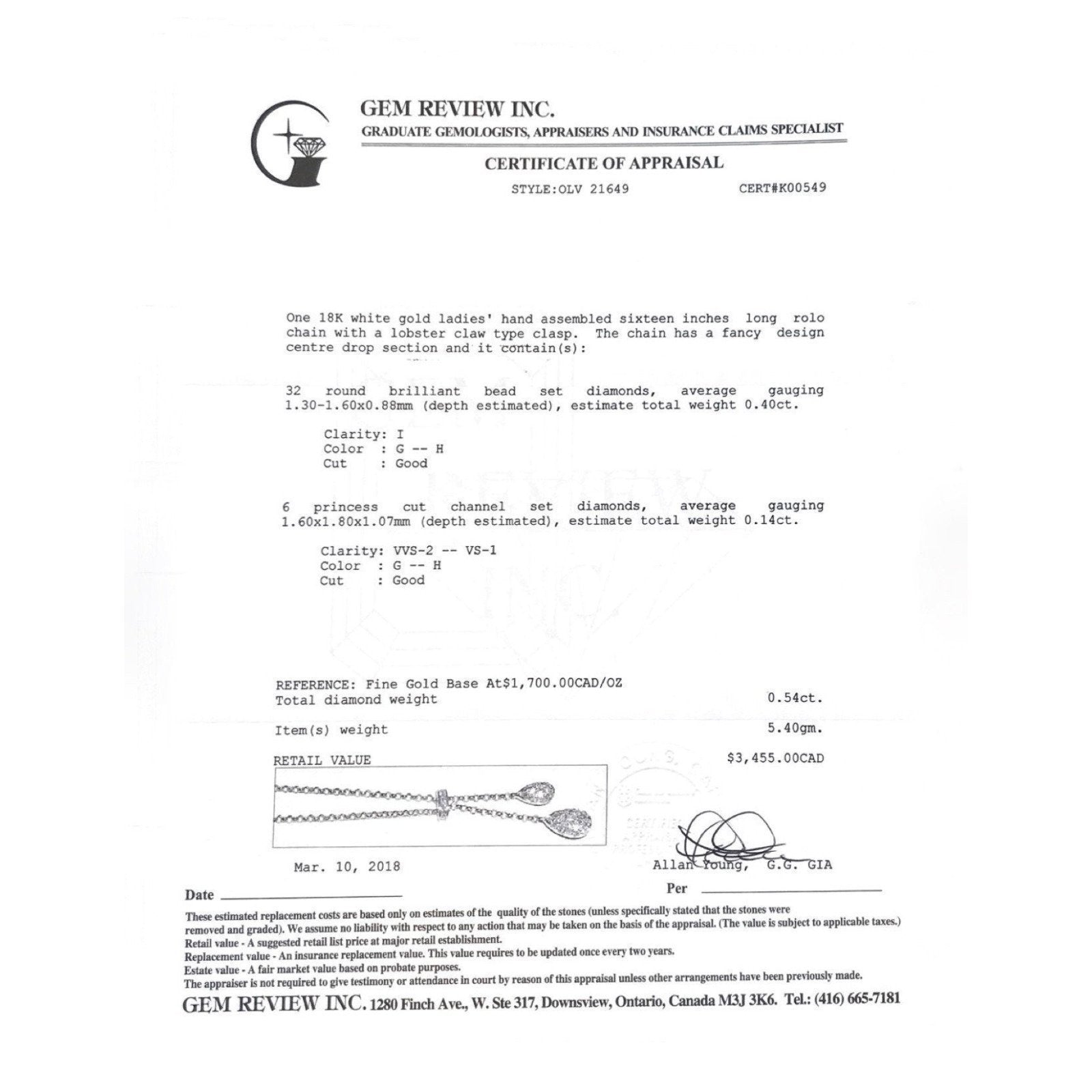 18 Karat White Gold Diamond Necklace