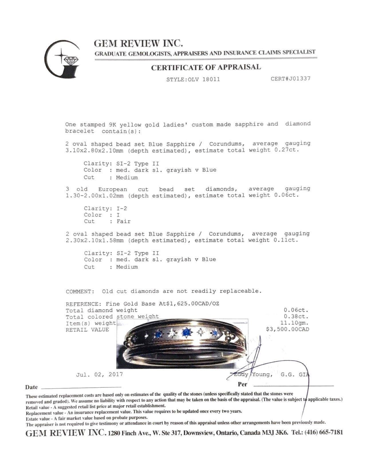 Antique Sapphire and Diamond Bangle