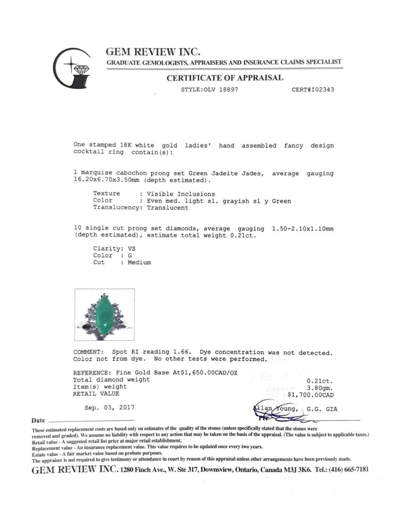 Jade and Diamond Cocktail Ring