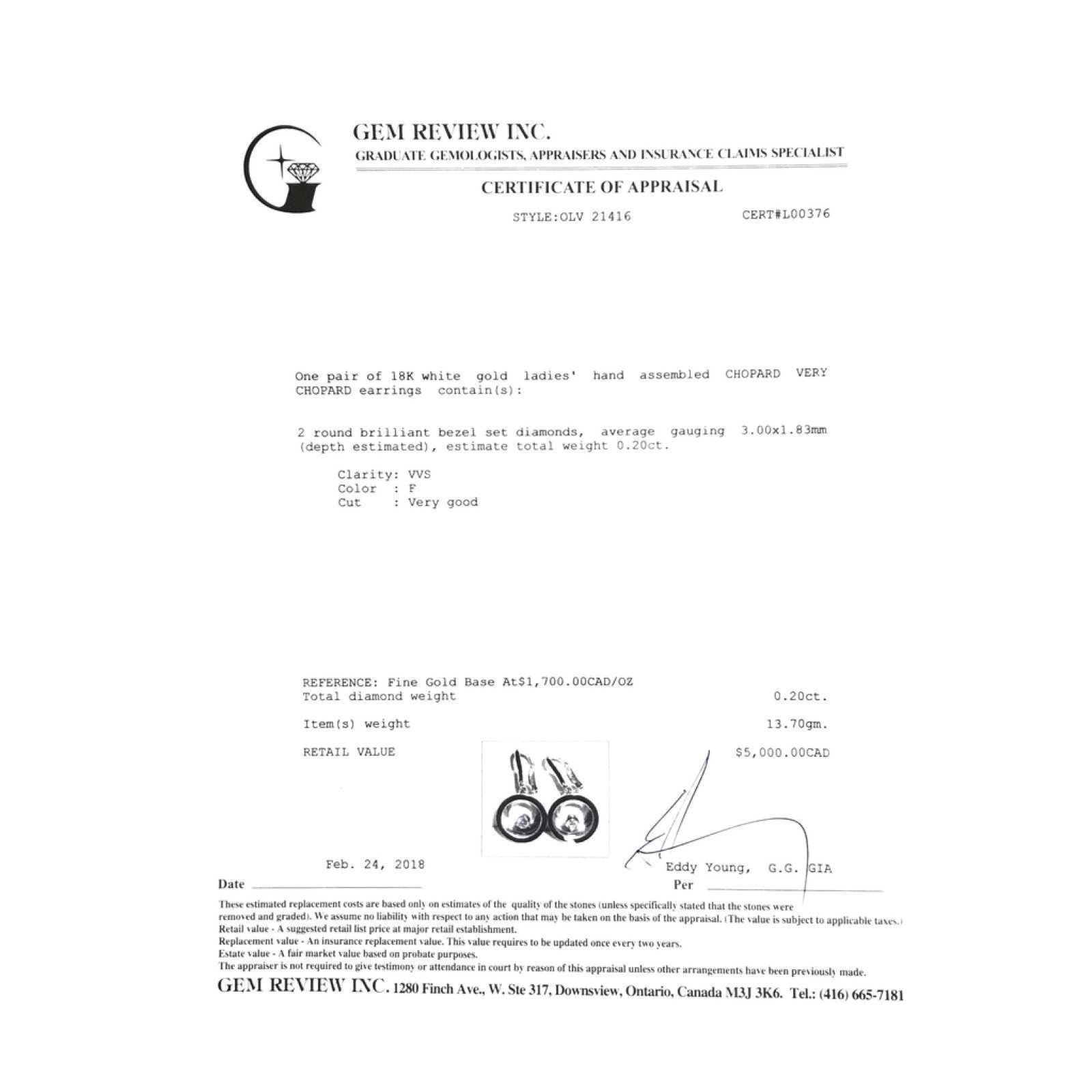 18K White Gold Chopard Very Chopard Diamond Earrings