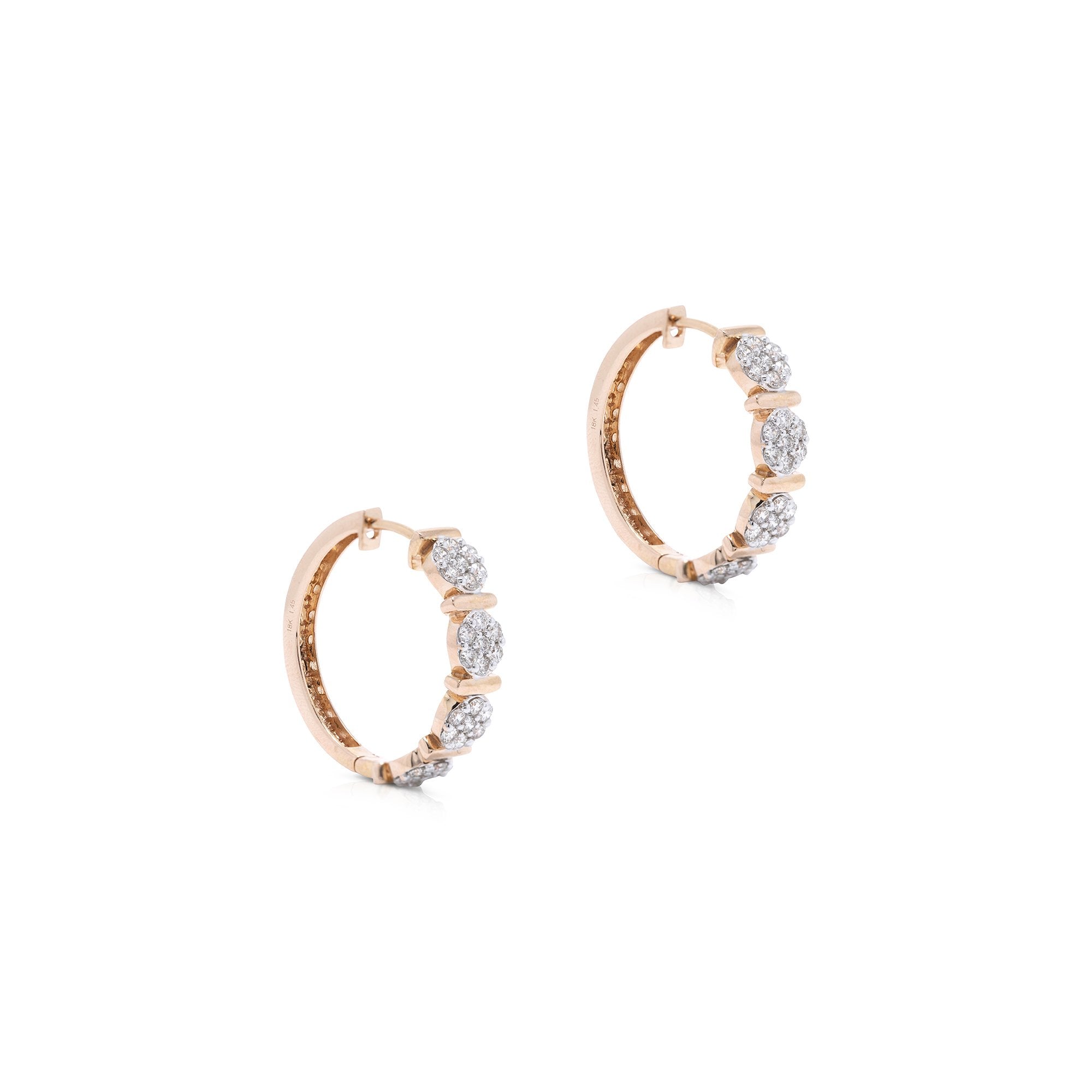 18k Rose Gold Diamond Hoop Earrings