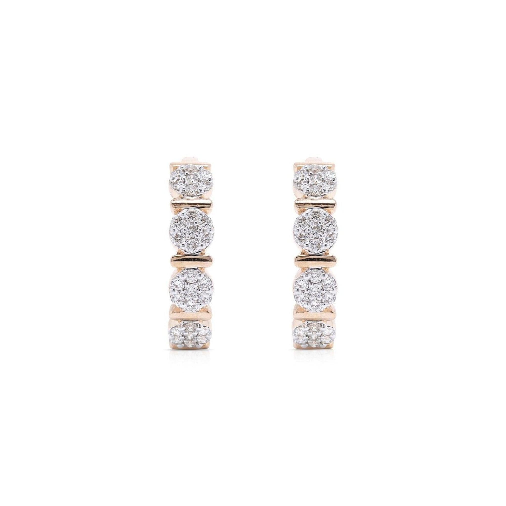 18k Rose Gold Diamond Hoop Earrings